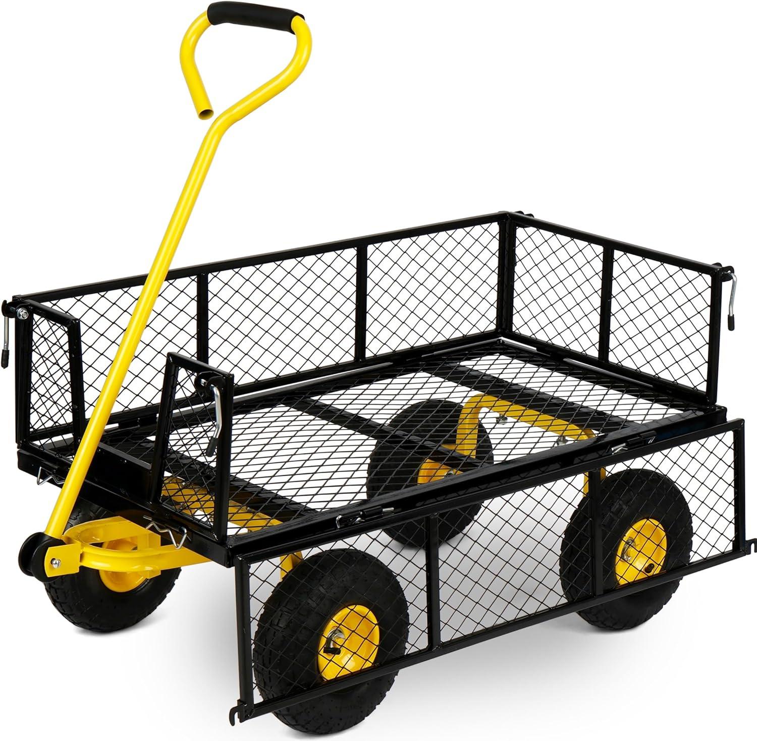 Simpli-Magic Yard Cart 1100-lb Capacity Moving Cart with Wheels & Removable Mesh Sides