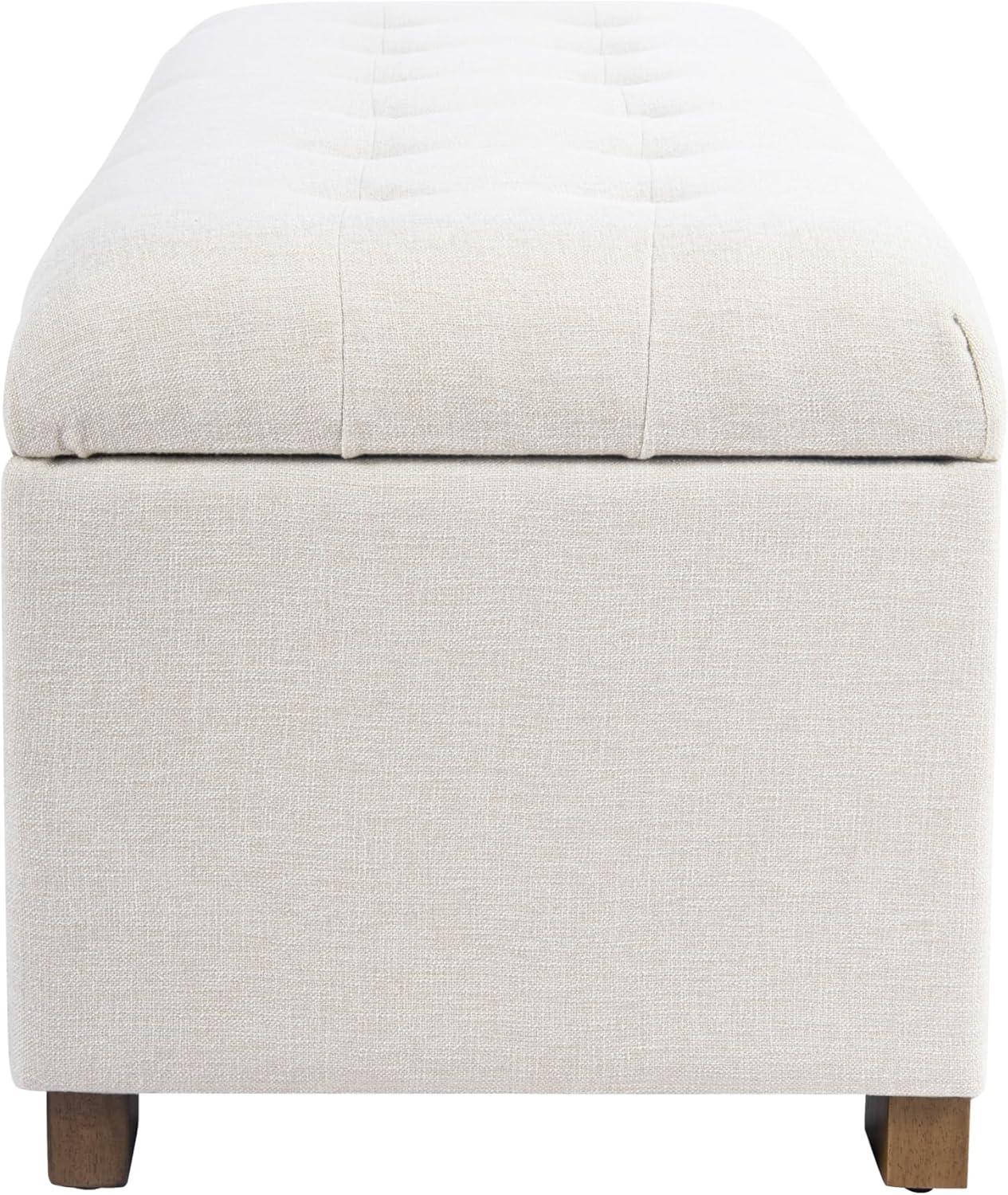 Classic Large Tufted Storage Bench Light Gray - HomePop: Upholstered Ottoman, Bedroom & Entryway Seating