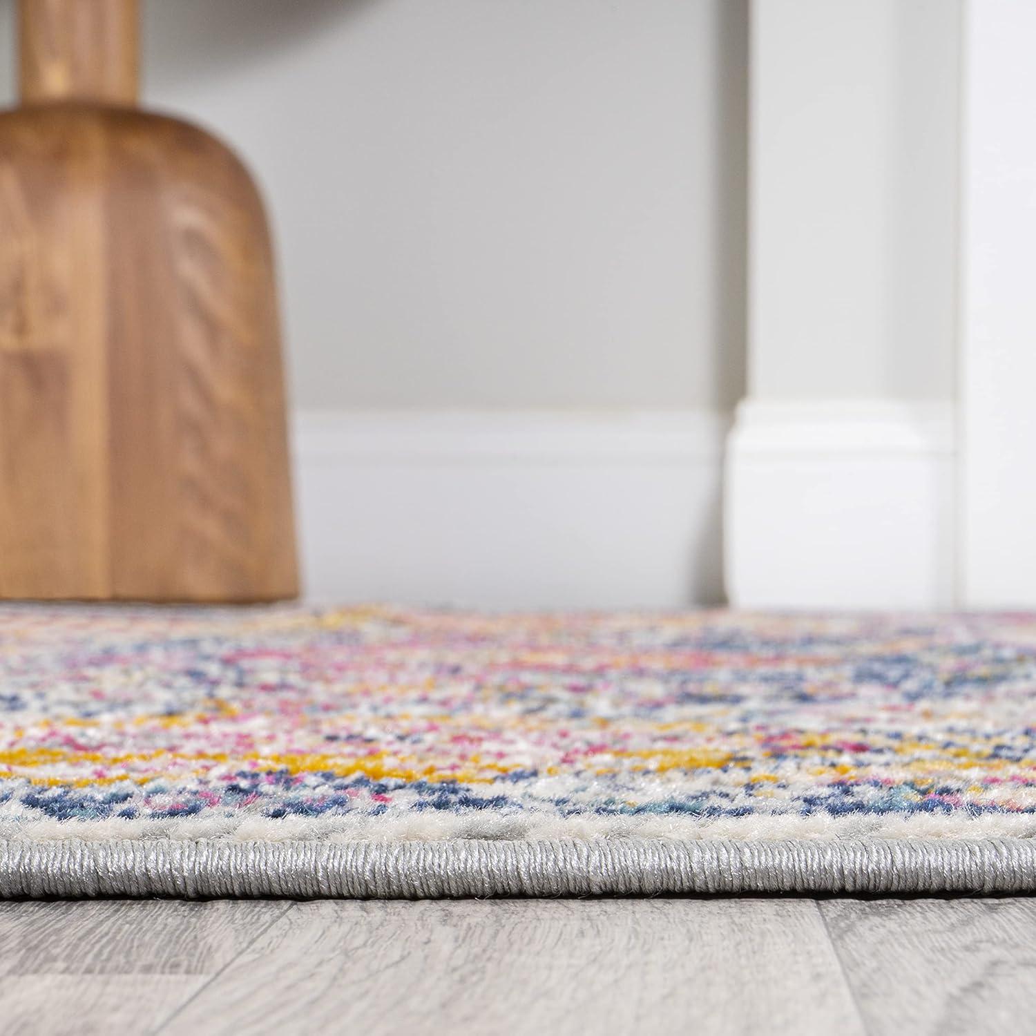 Bohemian Ivory & Multi-Color Synthetic 2x8 Area Rug