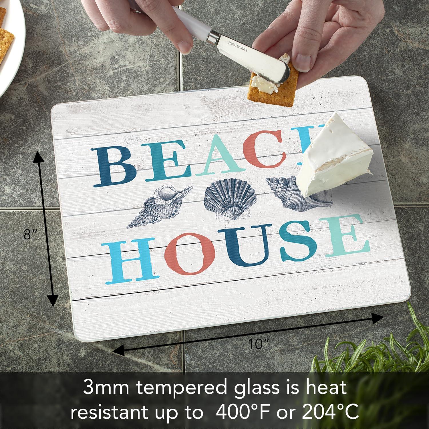 CounterArt Beach House 3mm Glass Cutting Board 10” x 8”