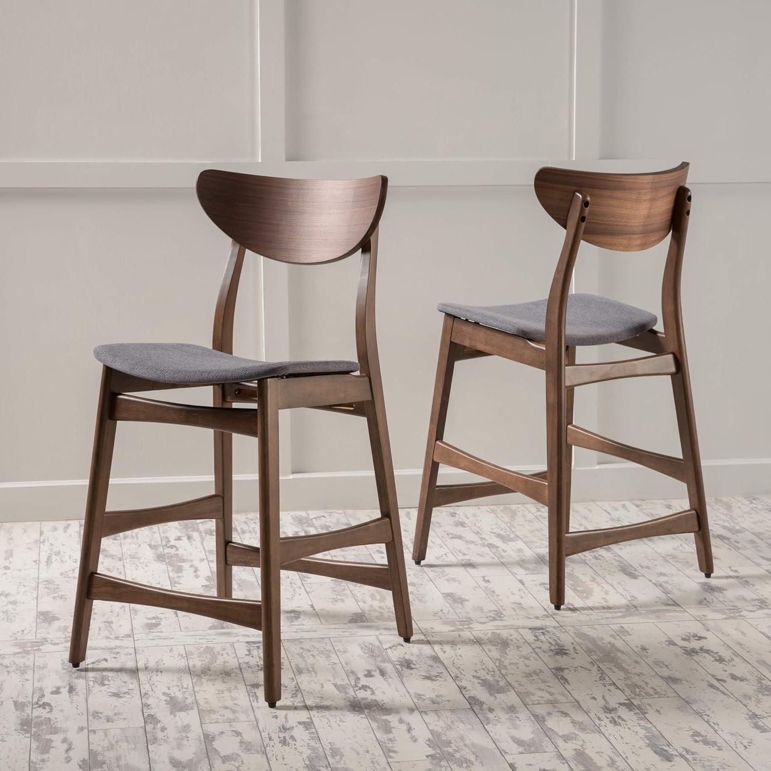 Christopher Knight Home Set of 2 24" Gavin Counter Height Barstool Dark Gray : Upholstered, Rubberwood Legs
