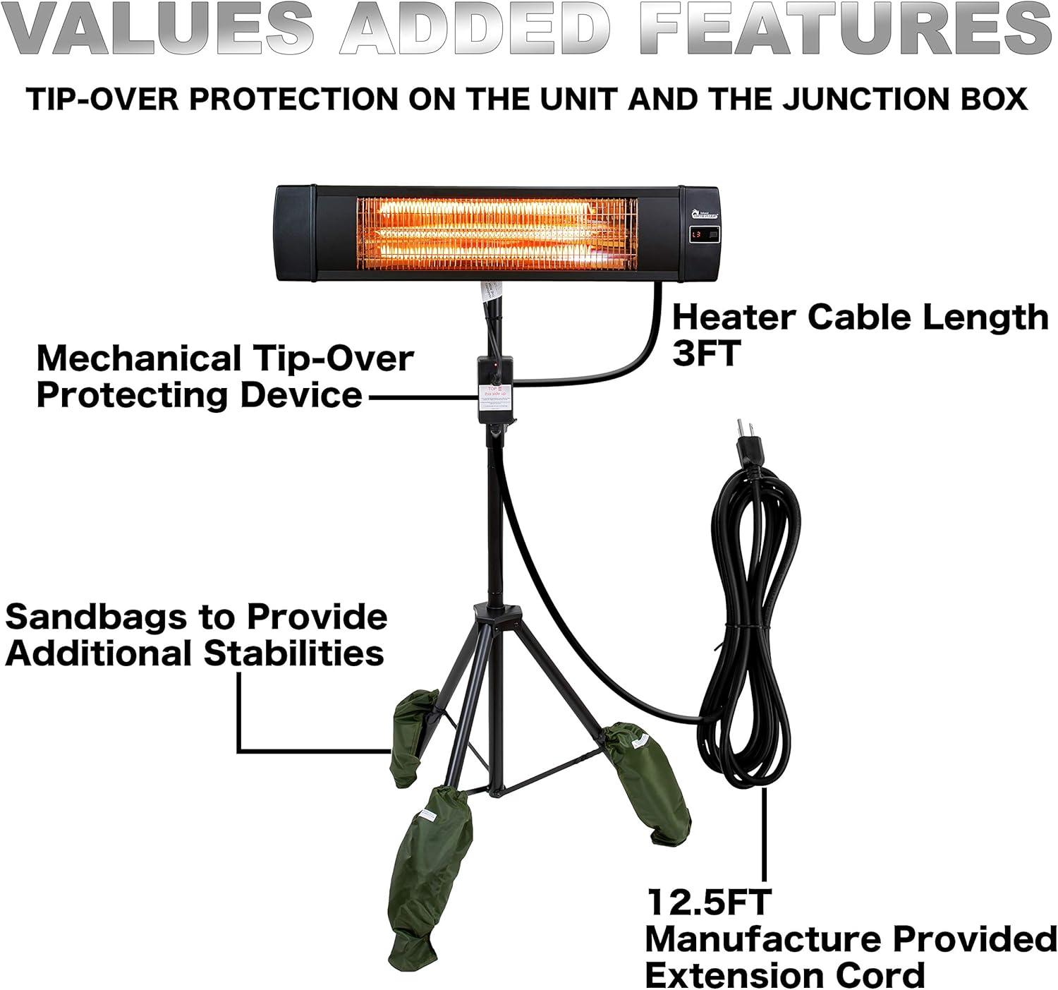 Dr Infrared Heater Outdoor Patio Heater with Tripod & Remote