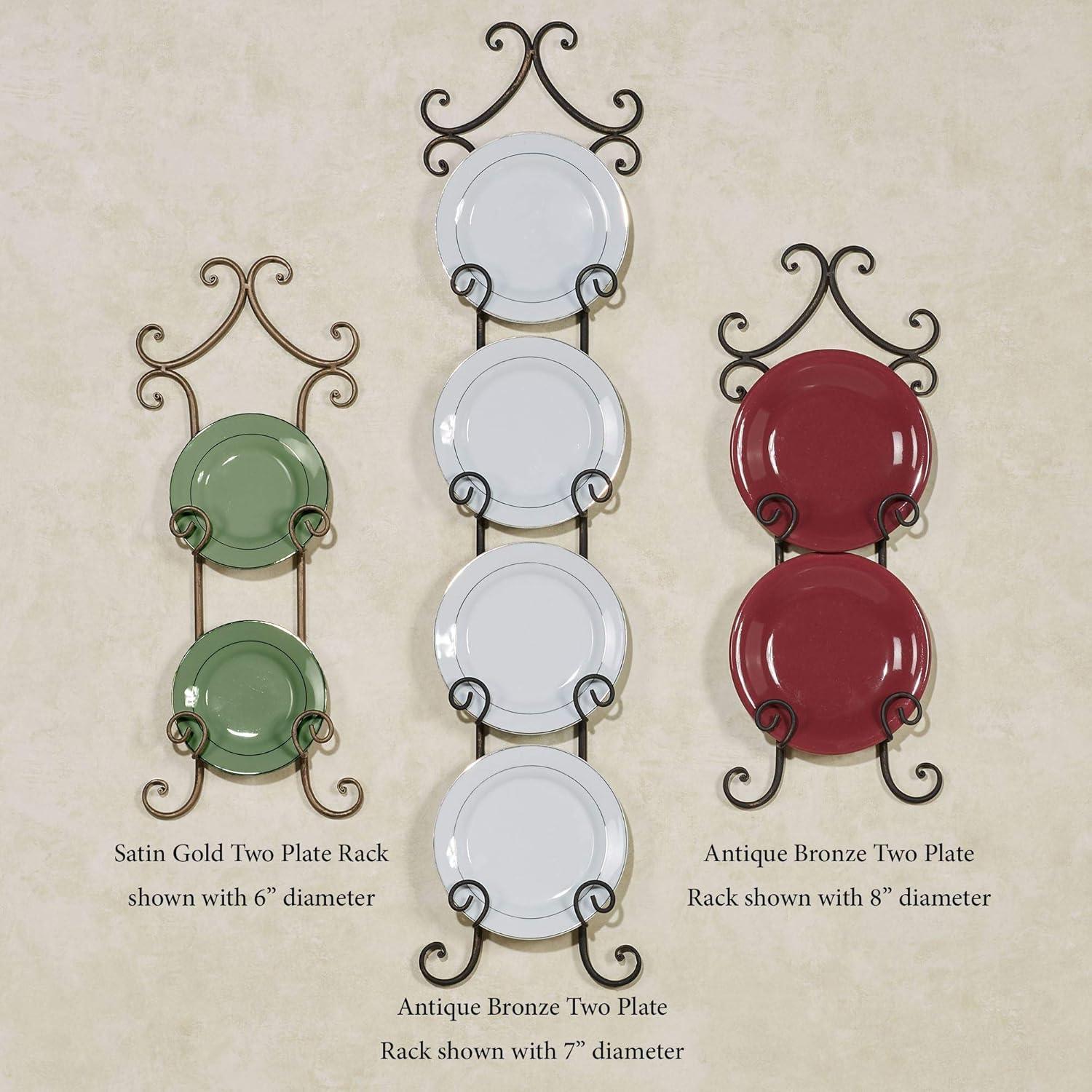 Touch of Class Regalla Petite Plate Rack - Vertical Plate Display - Hanging Plate Rack - For 6-8" dia. Plates - Satin Gold Finish - Four-plate is 38 inches - Hardware Included