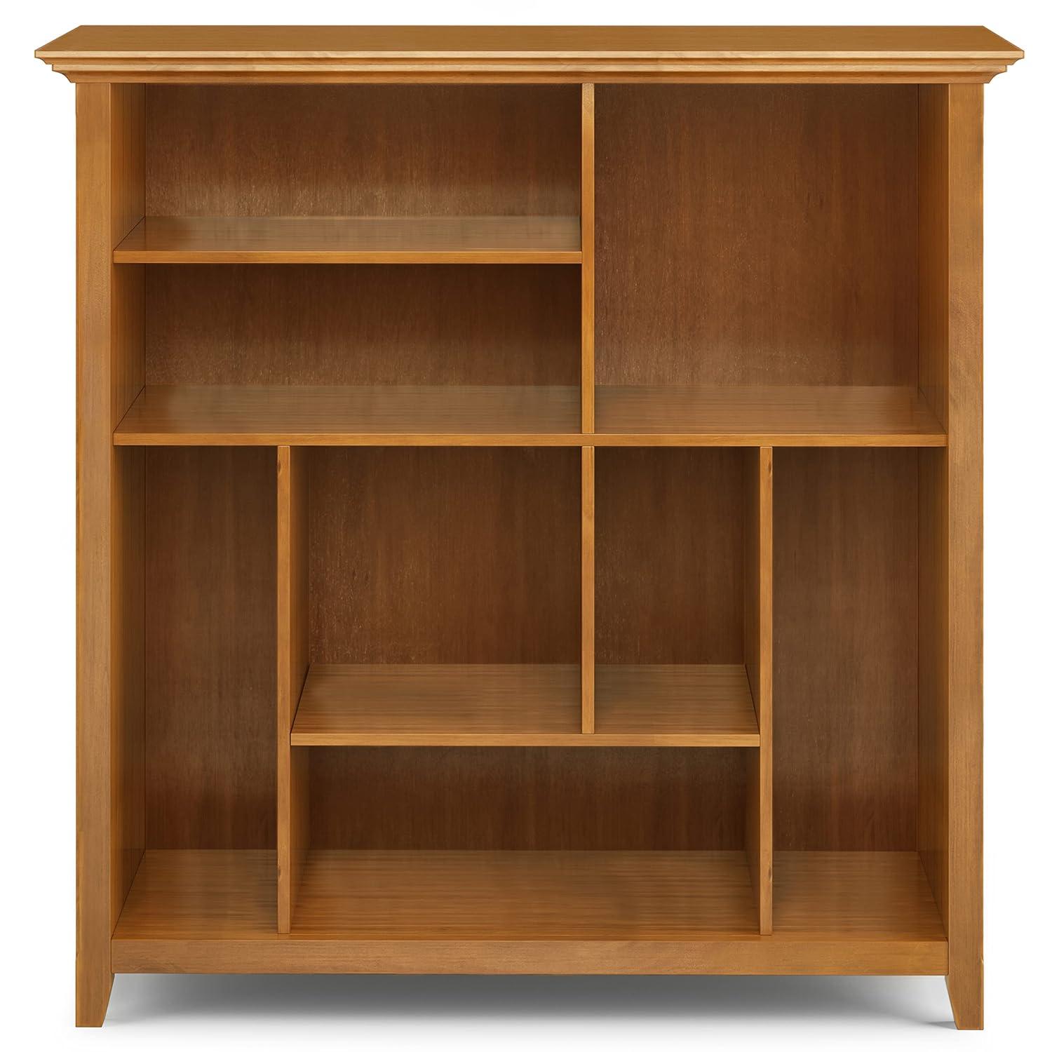 Simpli Home Amherst 44"W Solid Wood Multi Cube Bookcase with 8 Different Sized Storage Cubbies