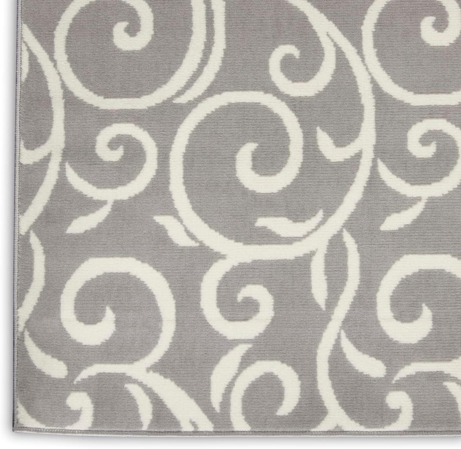 Nourison Grafix 7'10" x 9'10" (8' x 10') Grey Area Rug Bohemian Contemporary Botanical by Nourison