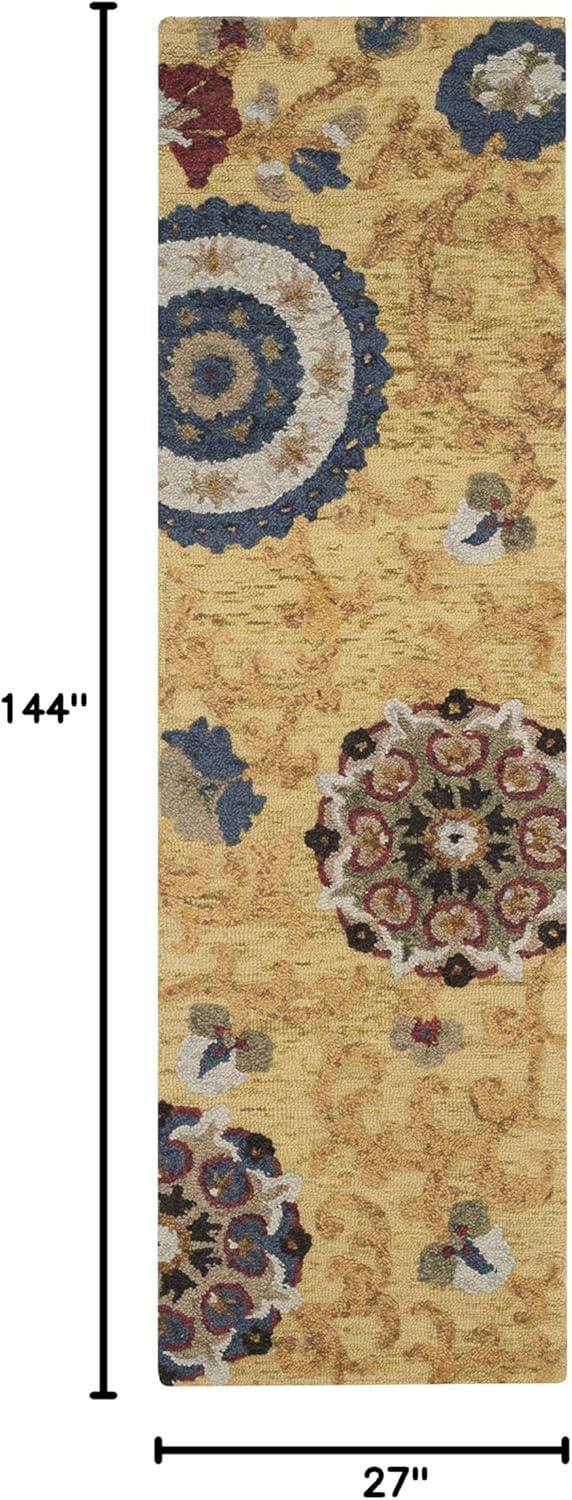 Blossom BLM401 Hand Tufted Runner Rug - Gold/Multi - 2'3"x12' - Safavieh.