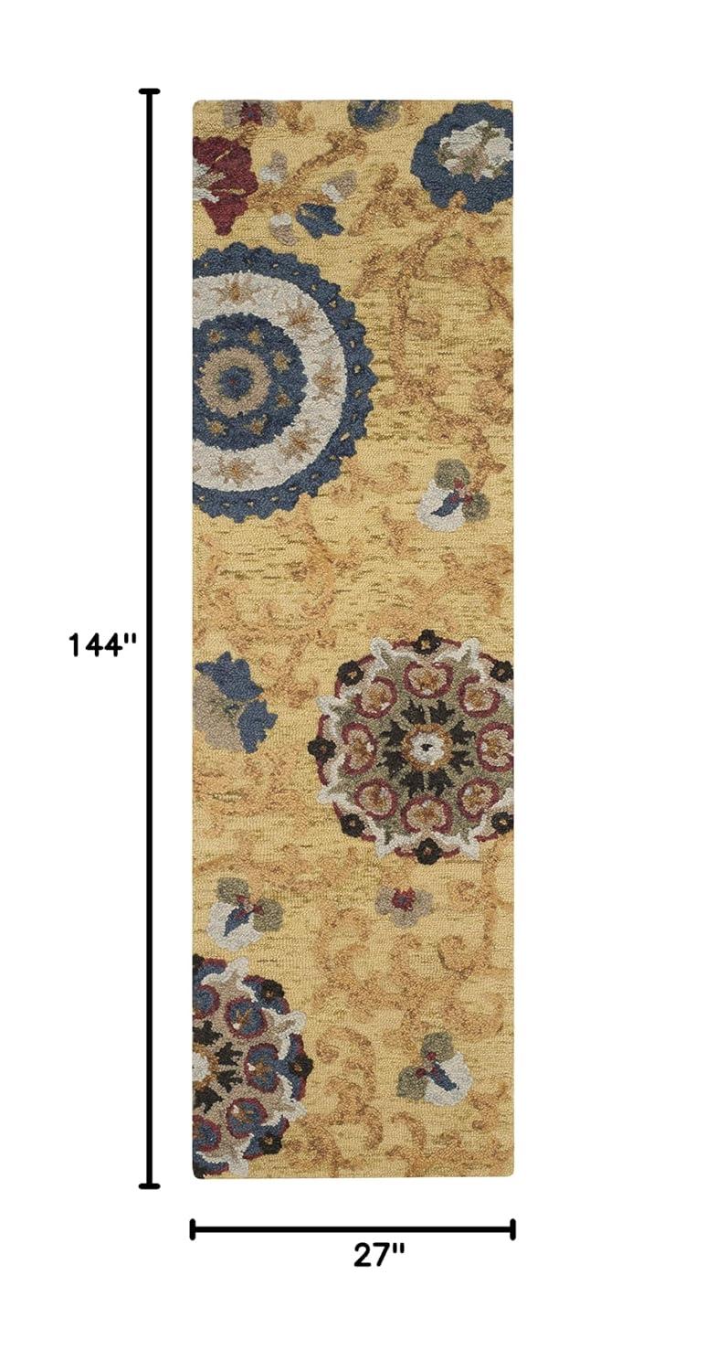 Blossom BLM401 Hand Tufted Runner Rug - Gold/Multi - 2'3"x12' - Safavieh.