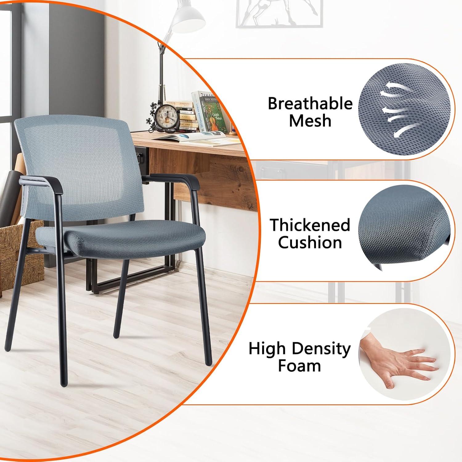Inbox Zero Nashiya CLATINA Mesh Back 22.2" W Stackable Seat Waiting Room Chair with Metal Frame