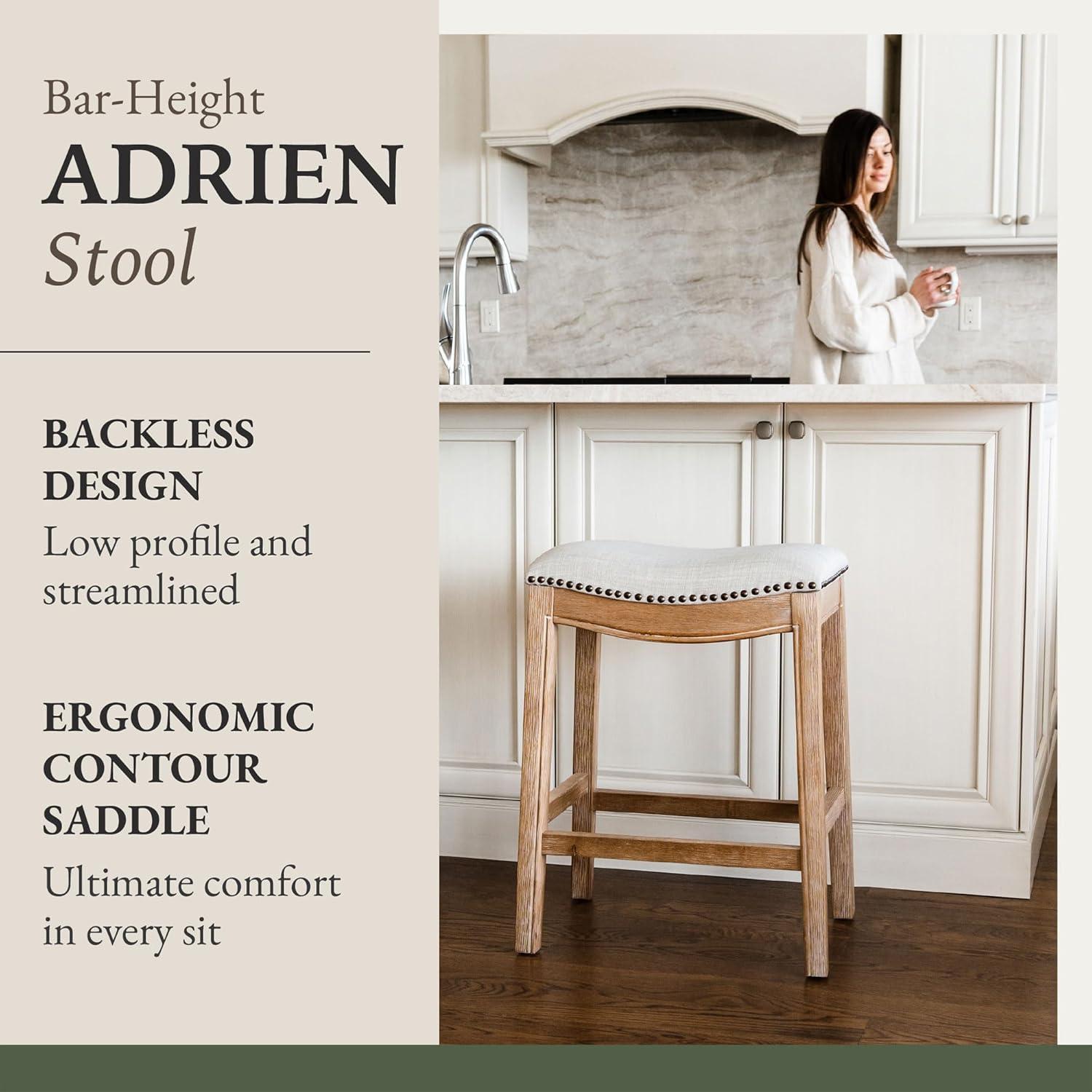 Maven Lane Adrien Upholstered Backless Saddle Kitchen Stool, Set of 4