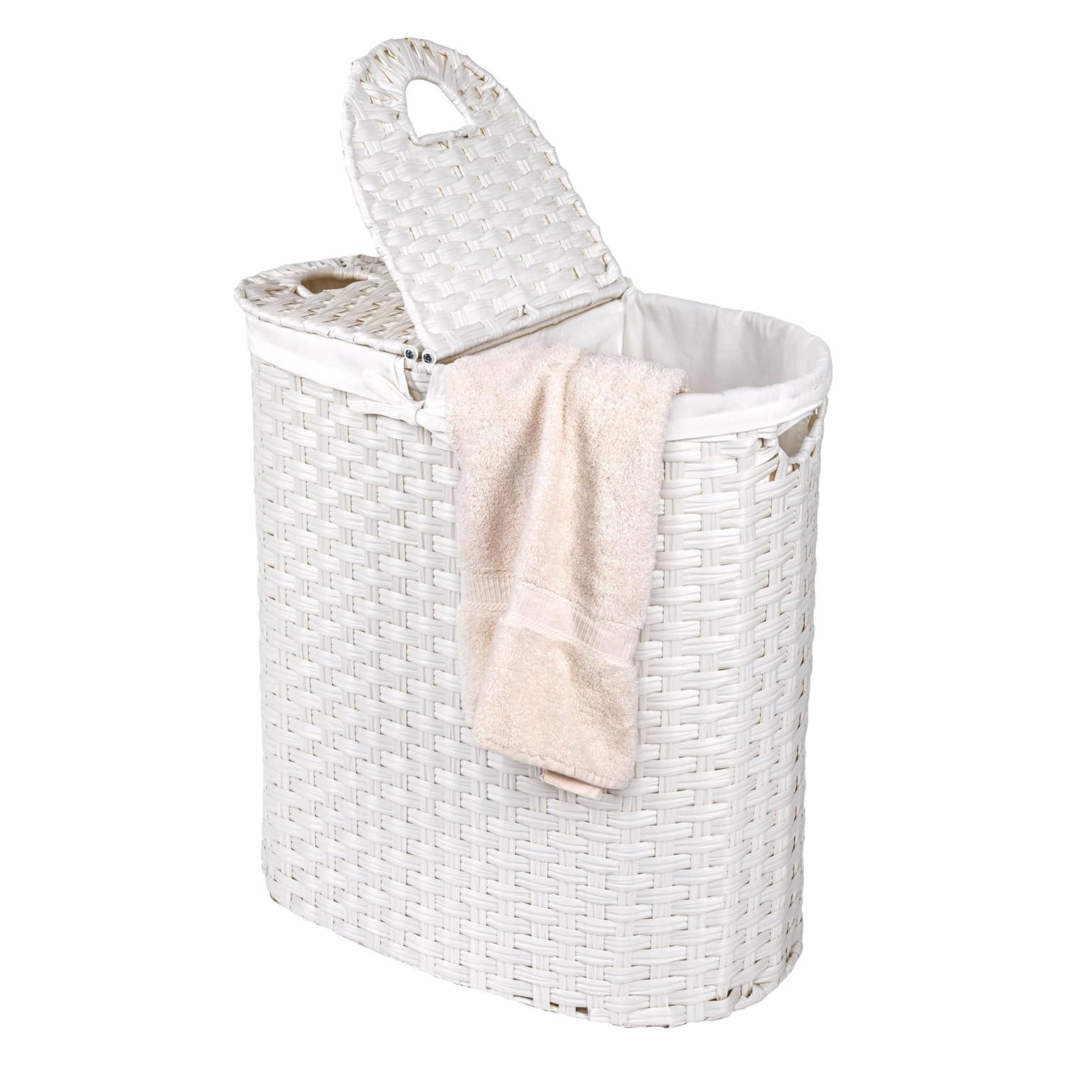 Handwoven Double Lidded Oval Hamper Sorter