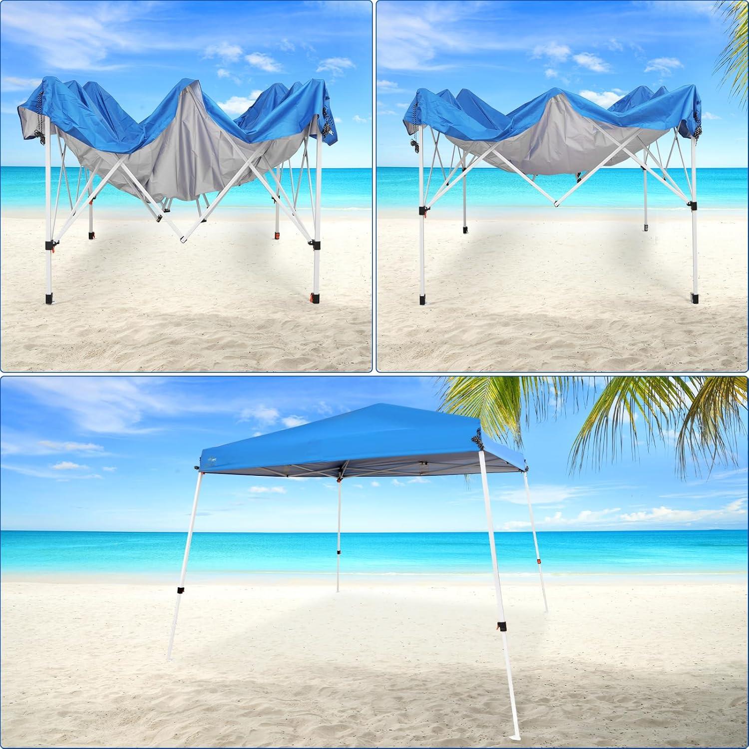 Blue 10x10 Slant Leg Waterproof Steel Canopy Tent