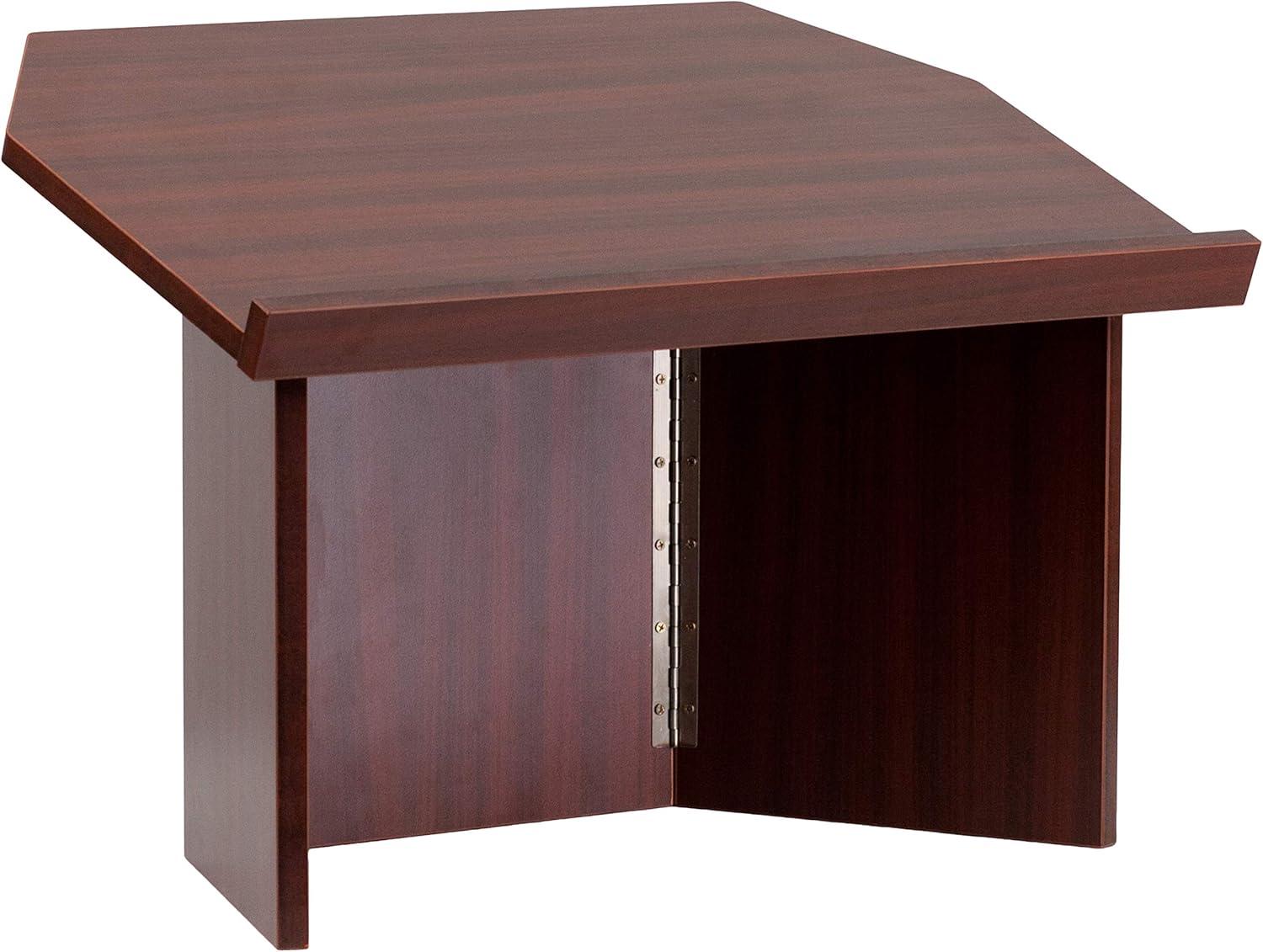 Collette Foldable Tabletop Lectern in Mahogany - Slanted Top with Ledge