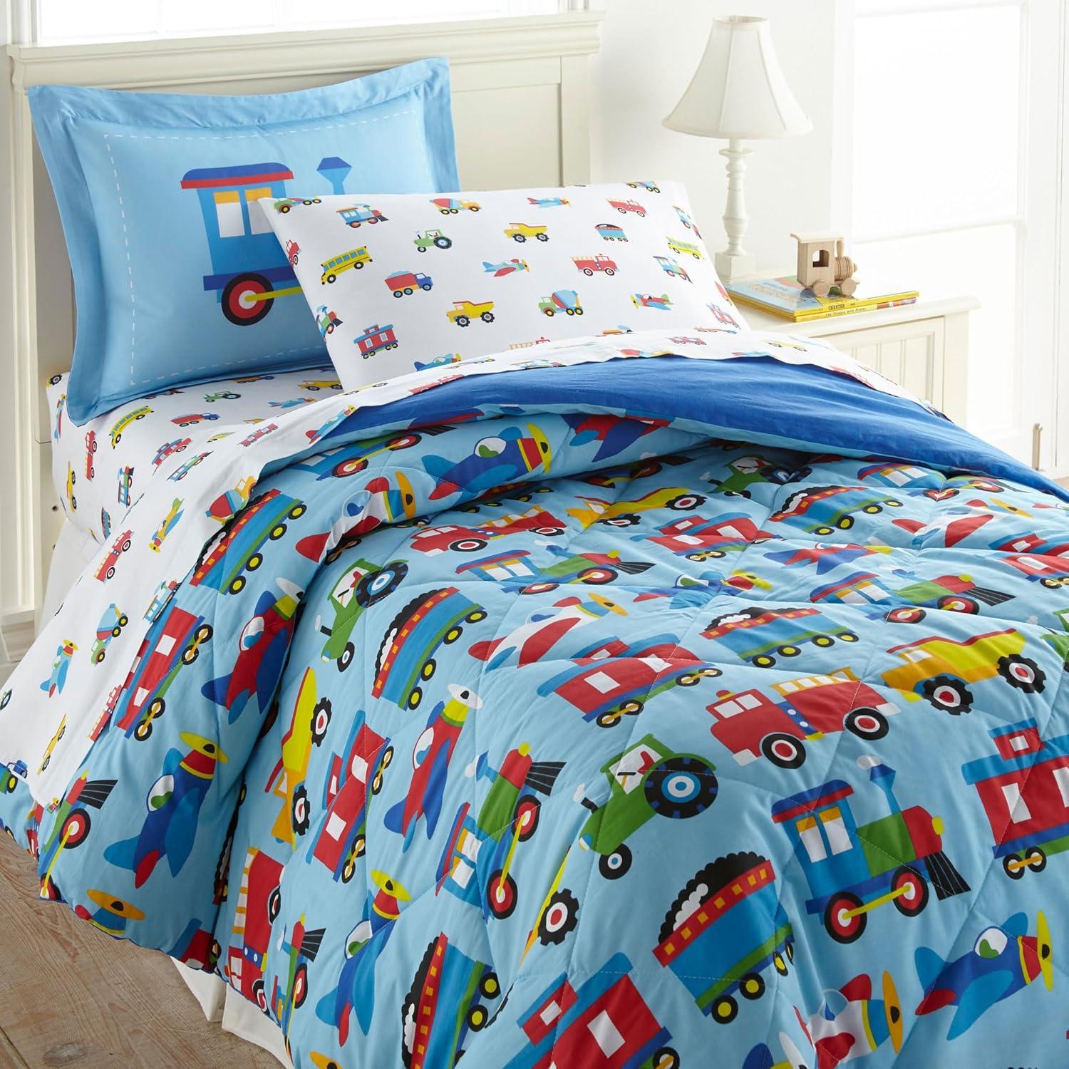 Trains, Planes And Trucks 100% Cotton Percale Geometric Pillowcase