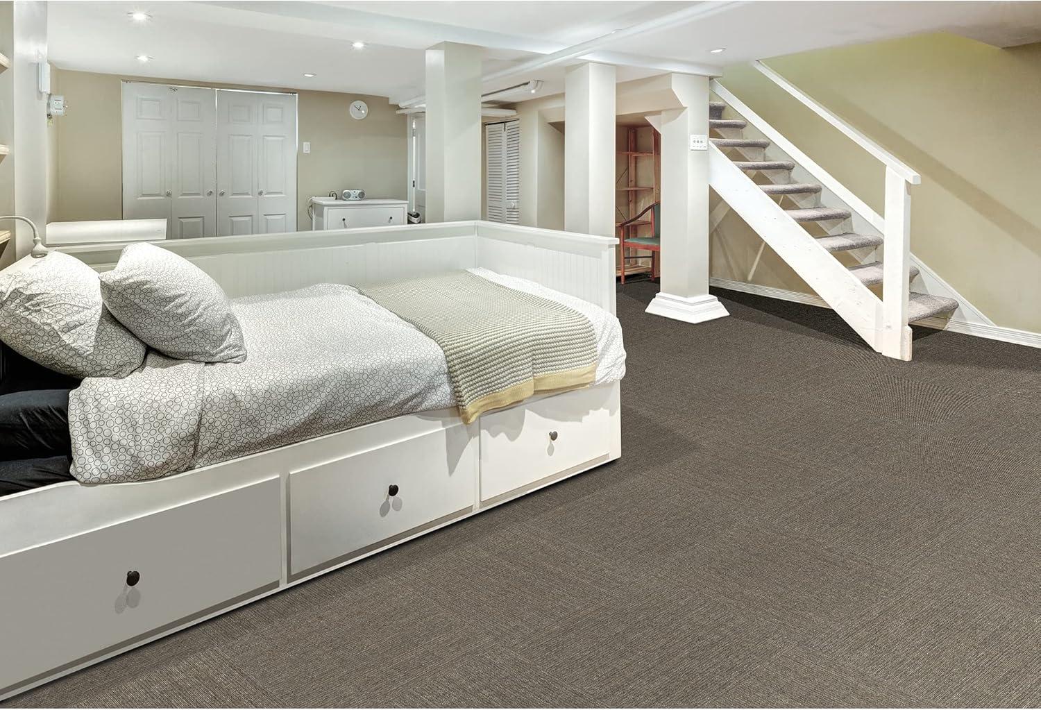 Mohawk Basics 24" x 24" Carpet Tile Sample with EnviroStrand™ PET Fiber in Neutral (1 piece)