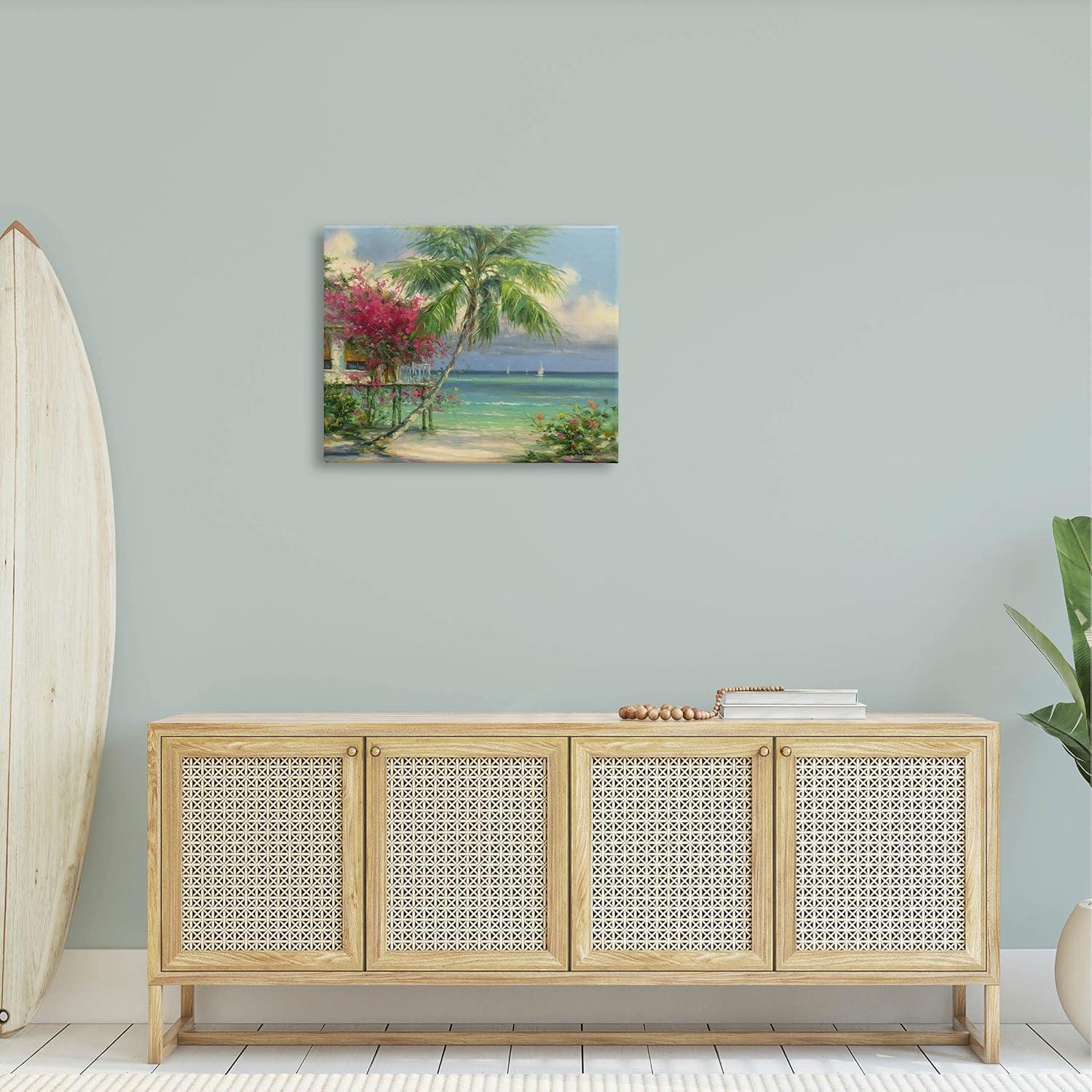 Tropical Floral Landscape Canvas Wall Art, 30" x 24"