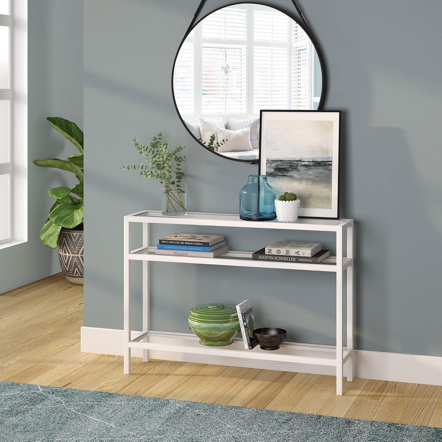 Evelyn&Zoe Sivil 42" Wide Rectangular Console Table, White