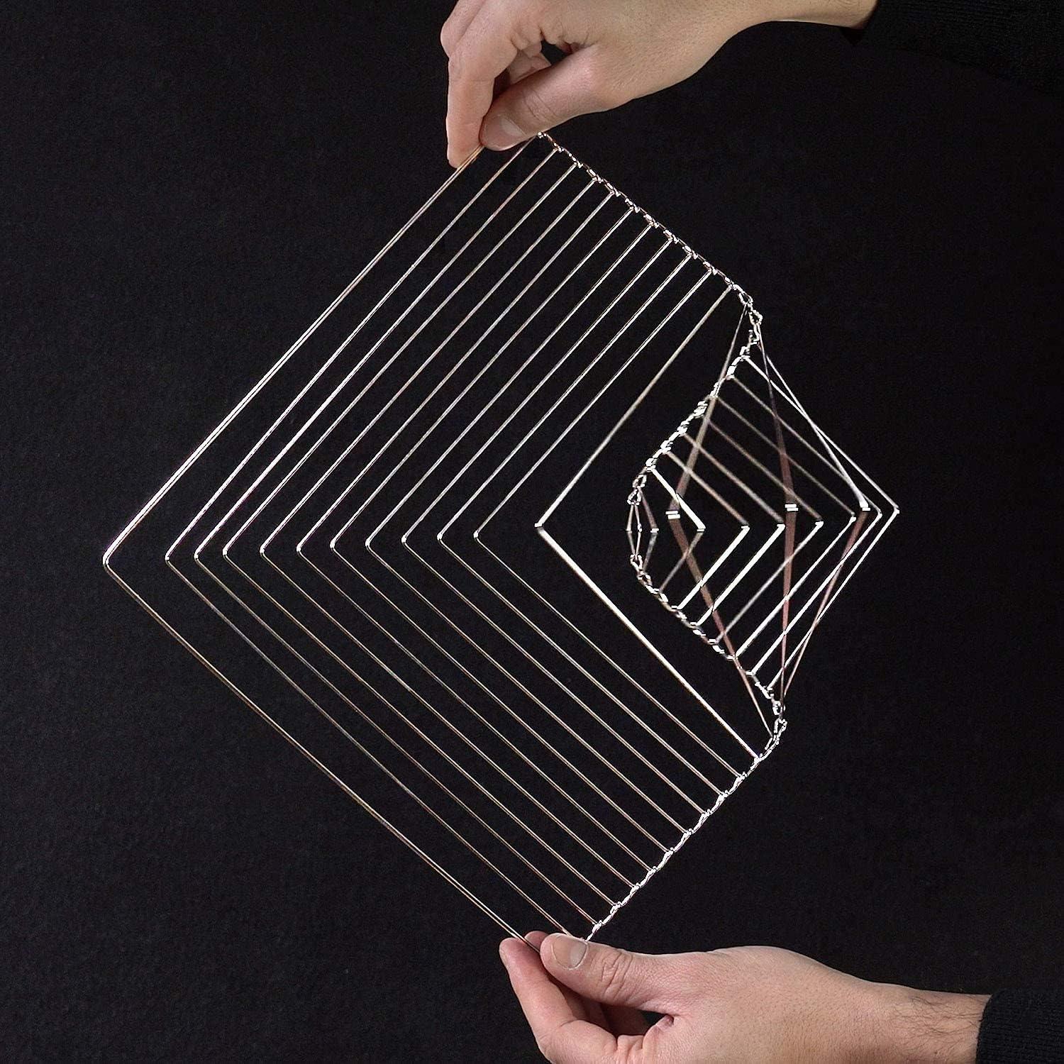 Square Wave | The Mesmerizing Kinetic Wind Spinner | Magical Calming Art Piece by Ivan Black (Silver)
