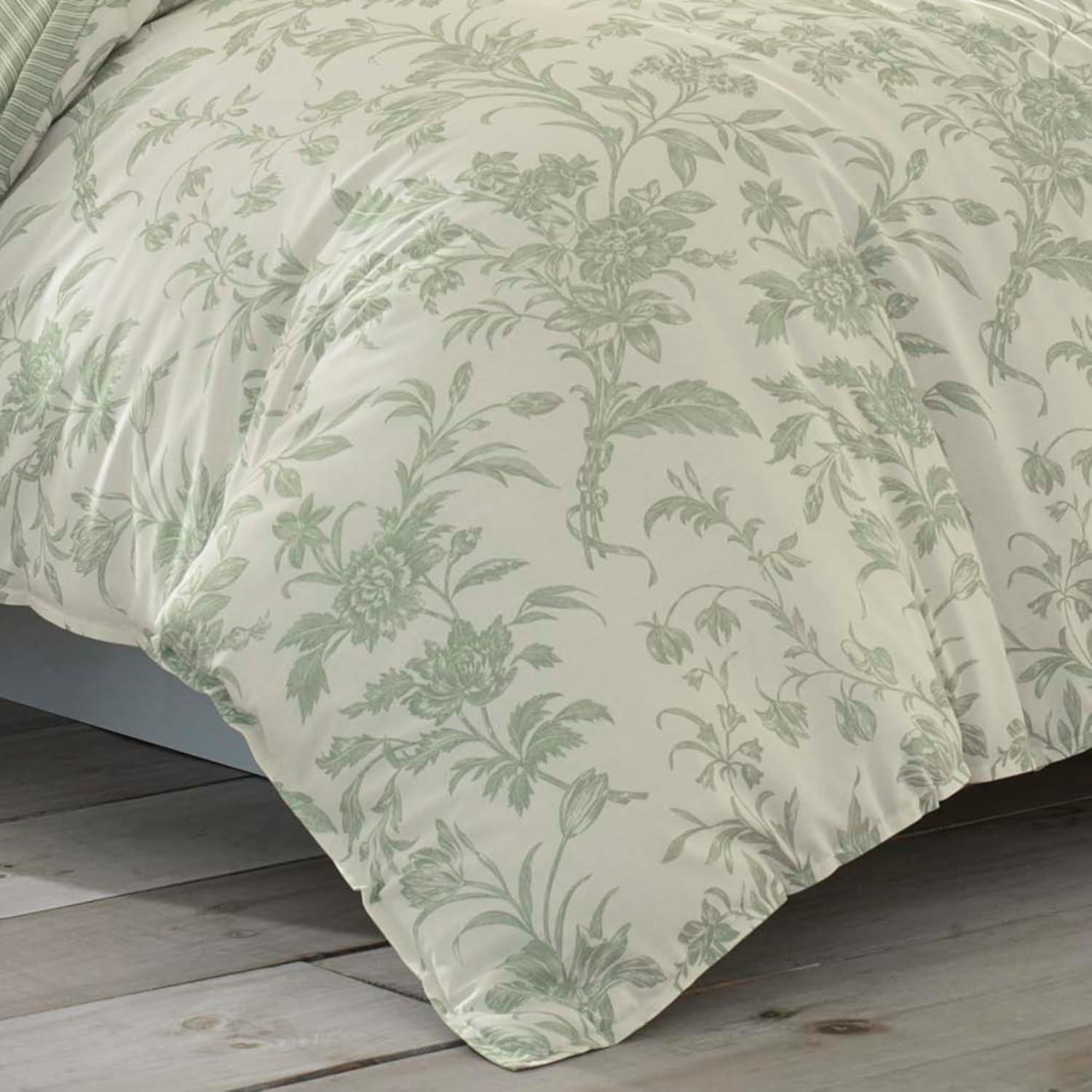 Laura Ashley Laura Ashley Natalie Green Floral Cotton Comforter Bonus Set