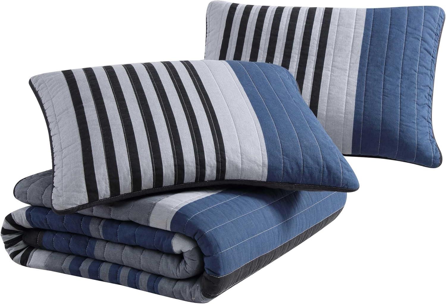 Nautica Rendon Cotton Reversible Charcoal Quilt Set