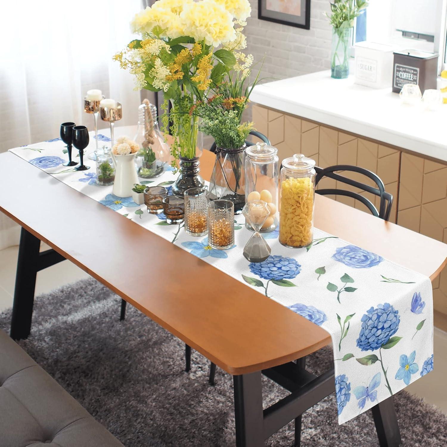 Lemon Burlap Table Runner Seasonal Spring Fall Kitchen Dining Linen Table Decoration for Indoor Outdoor Home Party Dinner 13x72 Inch