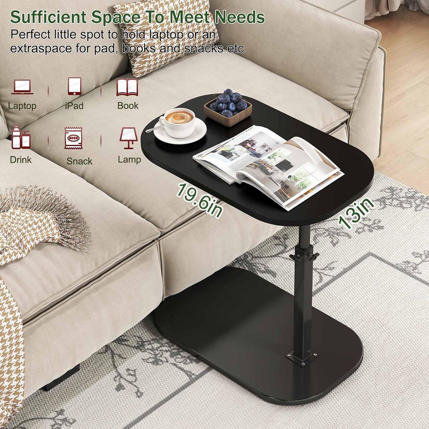 17 Stories C Shaped Side Table,Adjustable Height C Table End Table For Couch,360°Swivel Couch Side Tables Slide Laptop Desk For Sofa/Bed/Bathtub/Rotating Tabletop