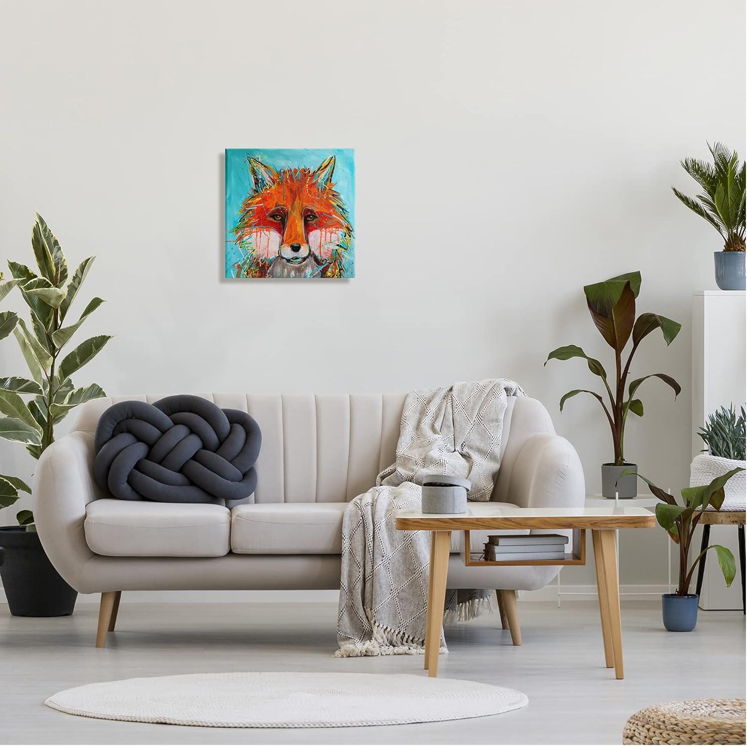 Stupell Industries Vivid Red Fox Street Style Paint Speckle Painting Gallery Wrapped Canvas Print Wall Art, Design by Karrie Evenson