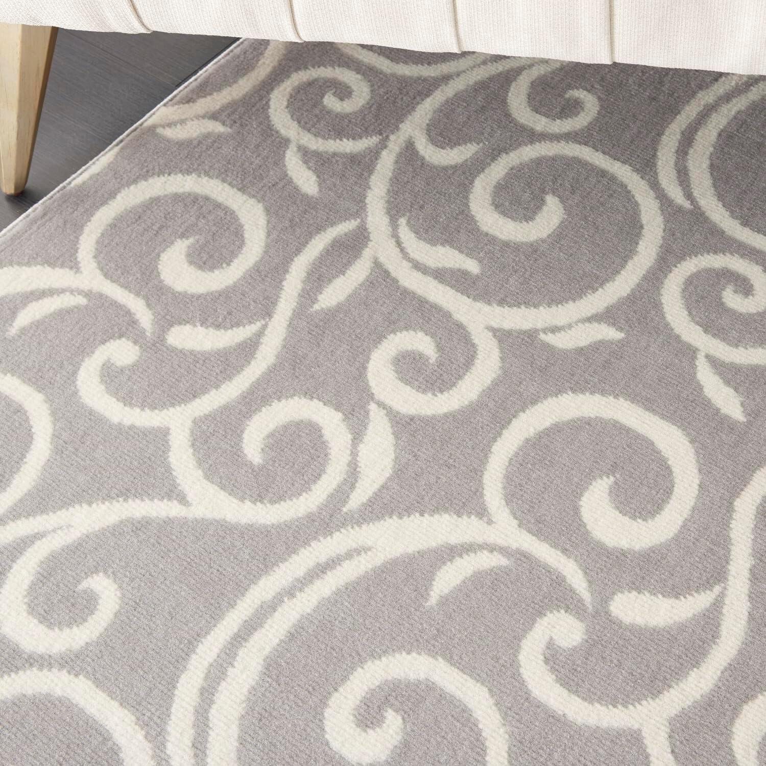 Nourison Grafix 7'10" x 9'10" (8' x 10') Grey Area Rug Bohemian Contemporary Botanical by Nourison