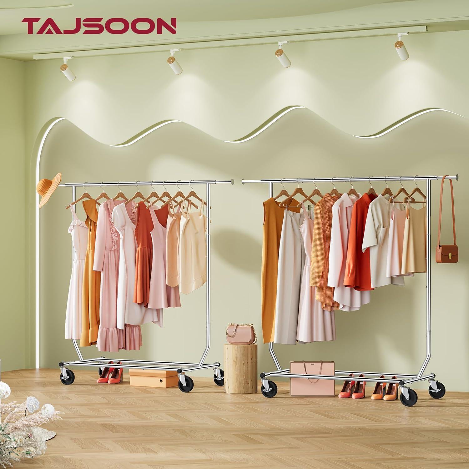 Clothing Rack Heavy Duty Clothes Rack Foldable Garment Rack with Wheels and Extendable Rod,Chrome