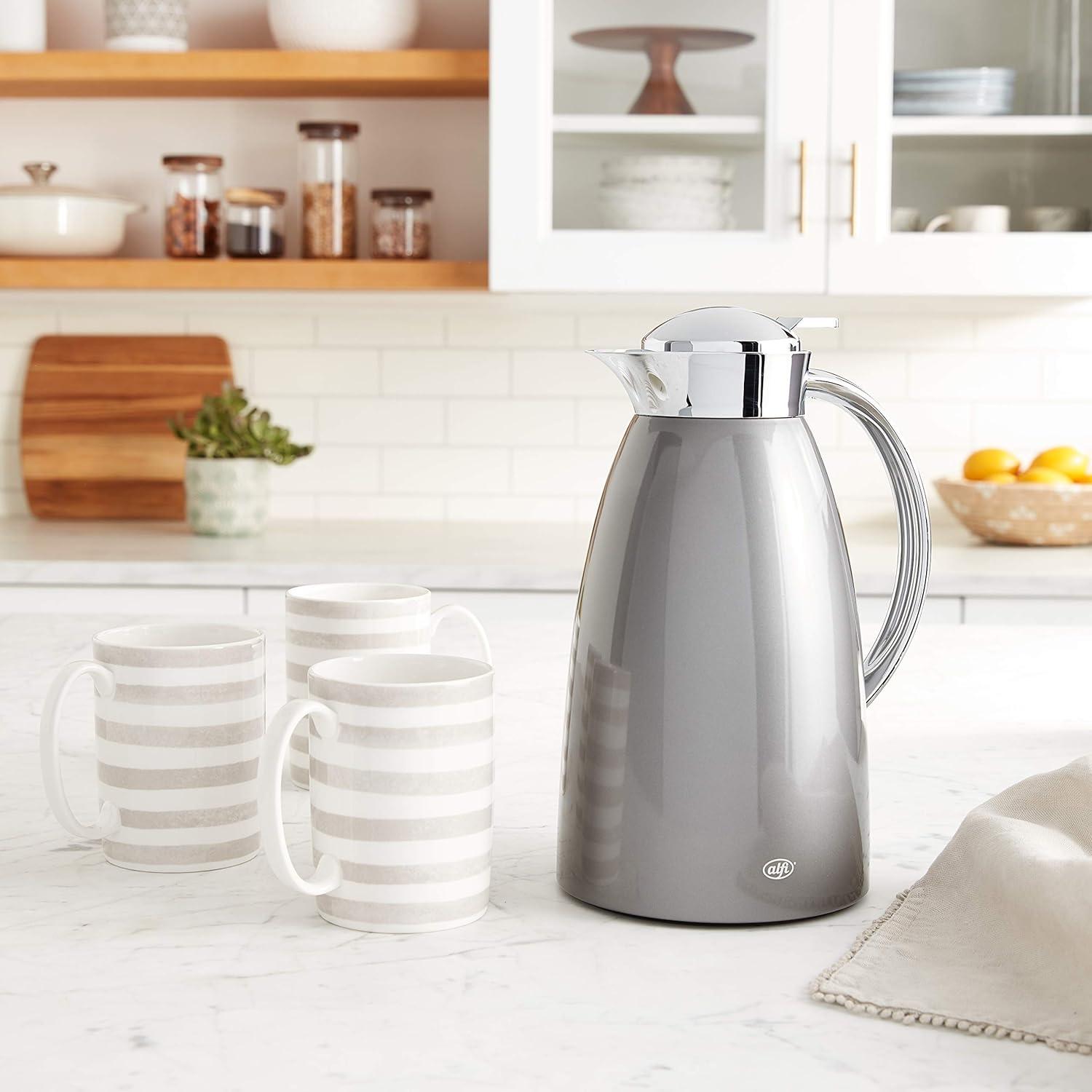 alfi AG1900GY2 Gusto 1-Liter Glass Vacuum-Insulated Carafe (Lacquered Metal Space Gray)