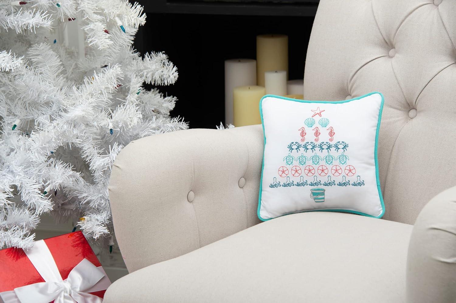 C&F Home Coastal Tree Embroidered Christmas Holiday Throw Pillow