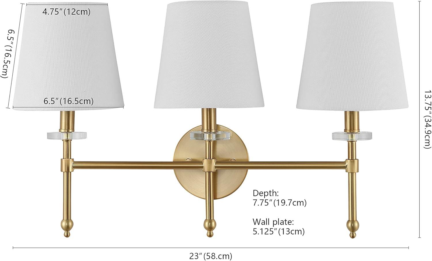 3-Light Brass Gold Modern Midcentury Vanity Light