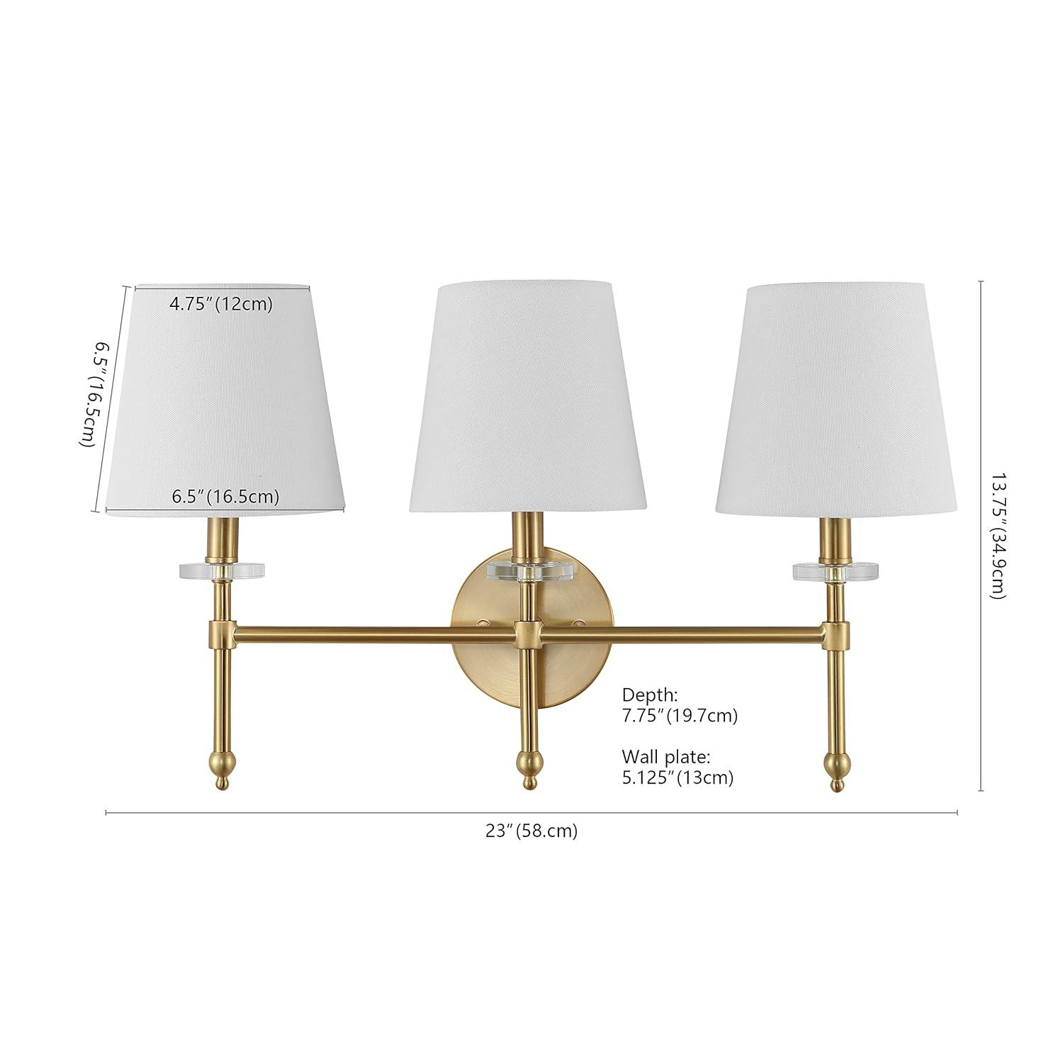 JONATHAN Y JYL9921A Olivia 23" 3-Light Modern Midcentury Iron LED Vanity Contemporary French Country Bathroom Hallway Living Room Bedroom Mirror Cabinet, Brass Gold