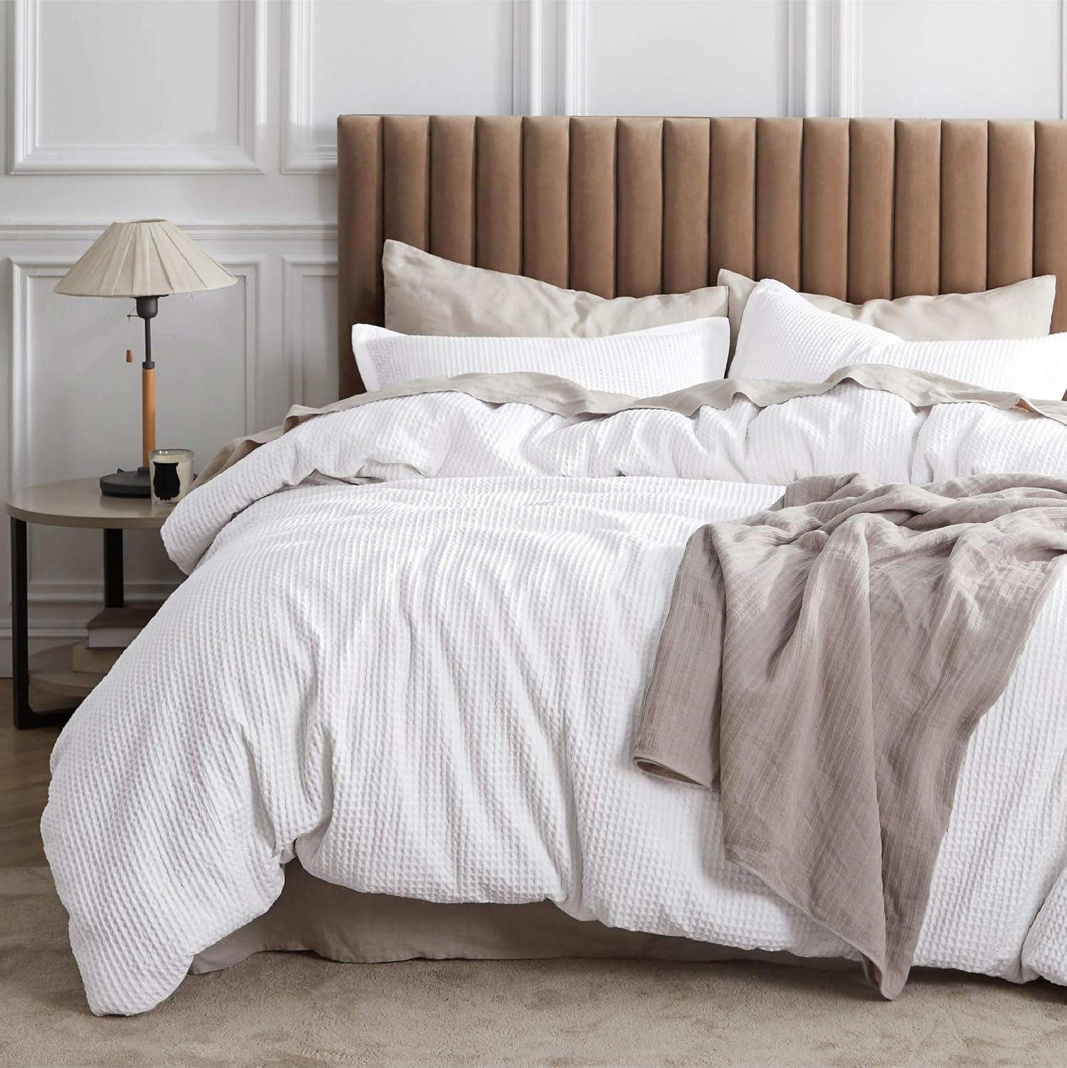 Bedsure Bedsure Cotton Duvet Cover Set - 100% Cotton Waffle Weave Coconut Duvet Cover
