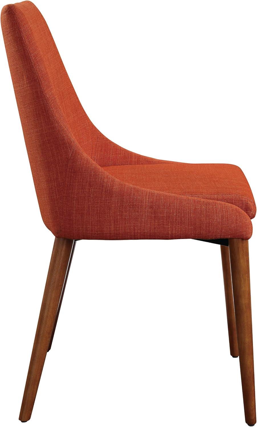 Contemporary Tangerine Upholstered Wood Side Chair