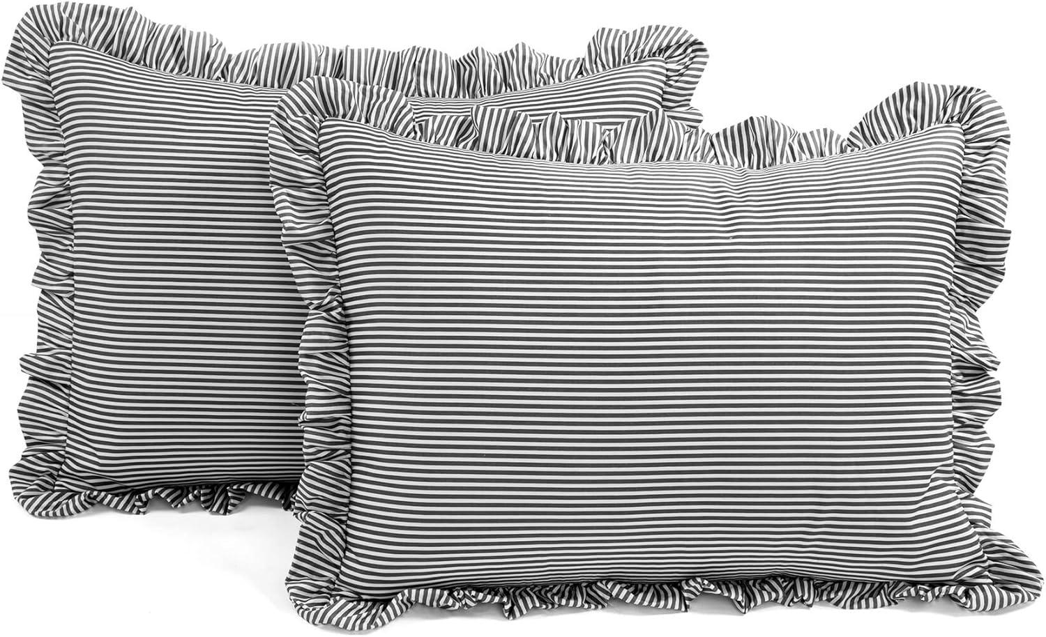 Lush Decor 3pc Reyna Stripe Reversible Comforter Bedding Set Gray/White