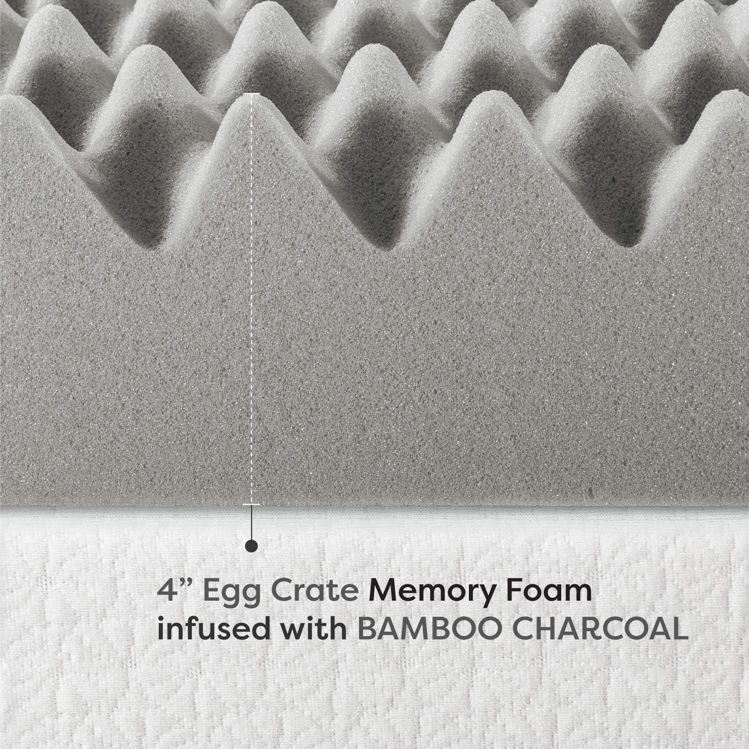 Queen Gray Egg Crate Memory Foam Mattress Topper