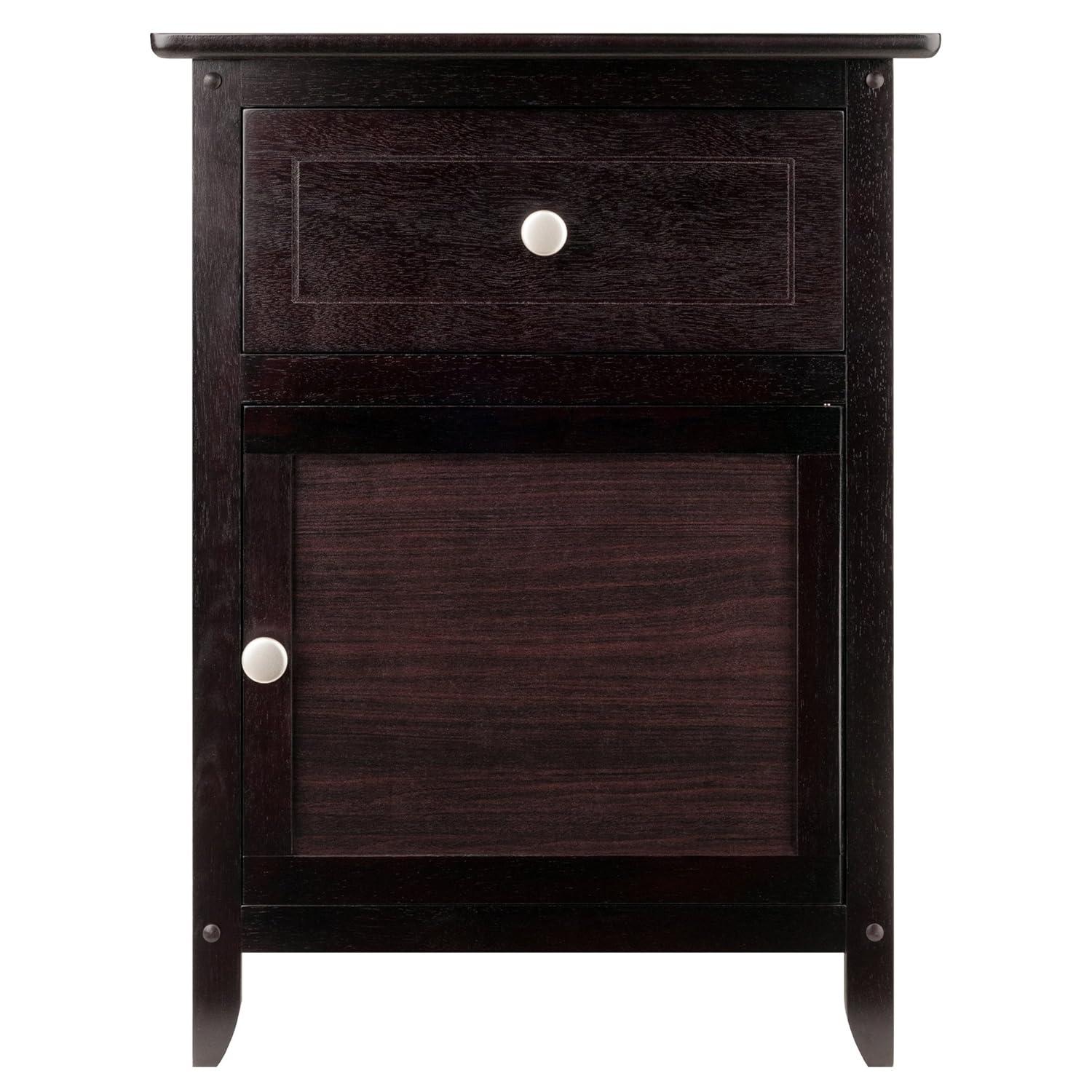 Eugene Nightstand - Espresso - Winsome: Wood Composite Bedside Cabinet with Storage