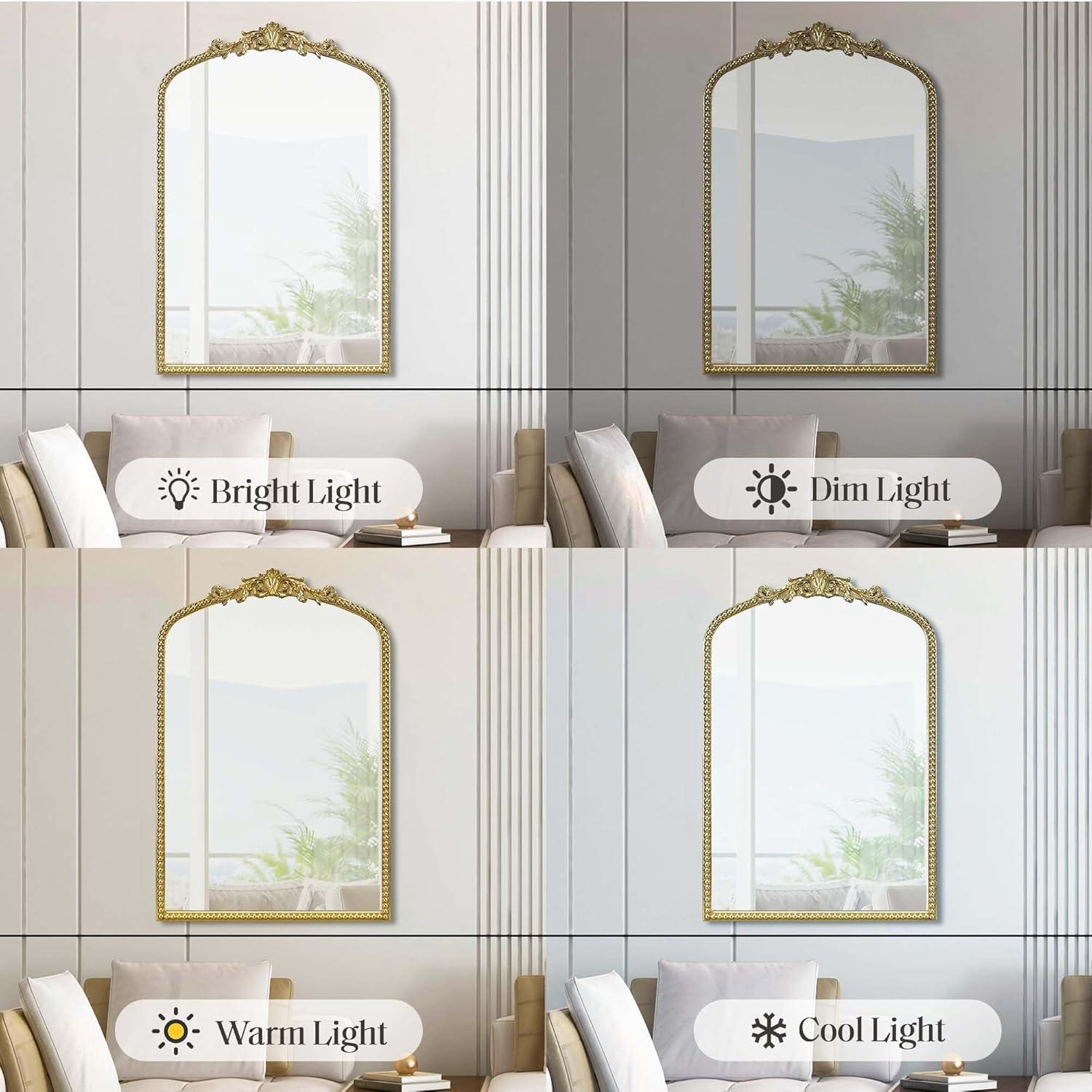 Lilbeth Beaded Arch Wall Decor Mirror Gold - Madison Park: Vintage-Inspired, Resin Details, MDF Frame