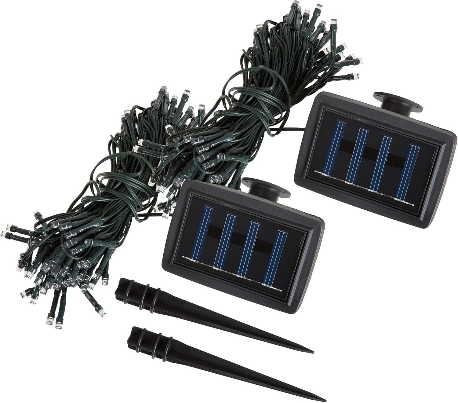 Solar Powered 39FT White LED Outdoor String Lights 2-Pack