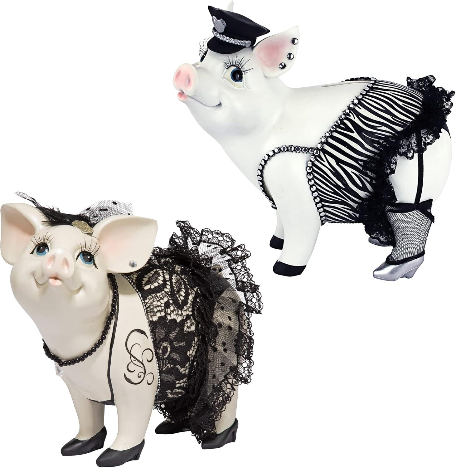 Design Toscano Lace and Lard, Pig Statues