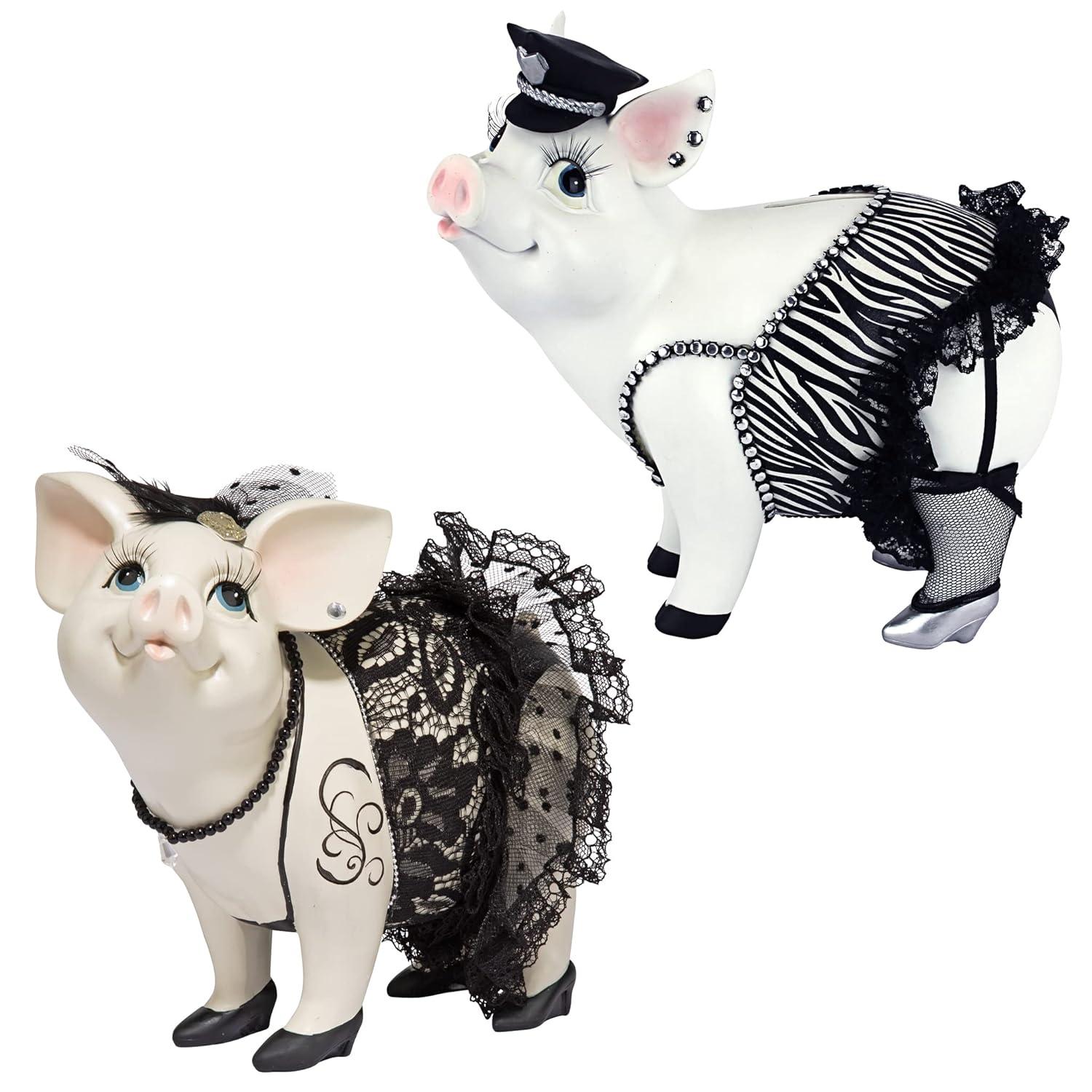 Design Toscano Lace and Lard, Pig Statues