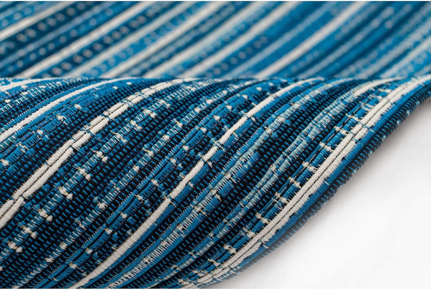 Marina Stripes China Blue 2'7" x 4'3" Synthetic Indoor/Outdoor Rug