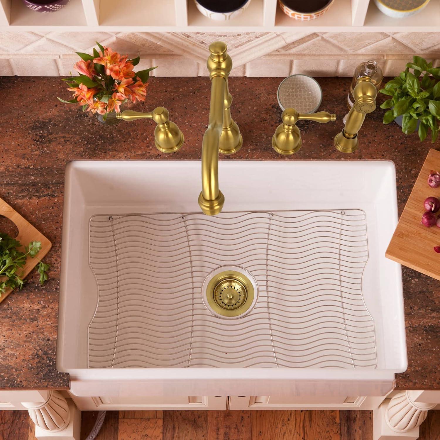 Brushed Gold Brass Kitchen Sink Strainer Stopper