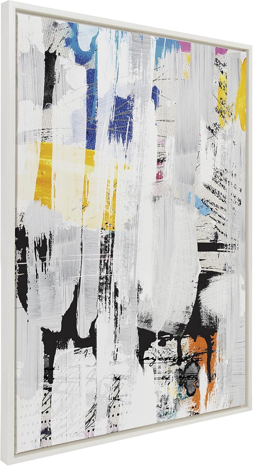 Kate and Laurel Sylvie Street Art 2 Framed Canvas Wall Art by Nikki Chu, 28x38 White, Oversized Modern Abstract Wall Décor