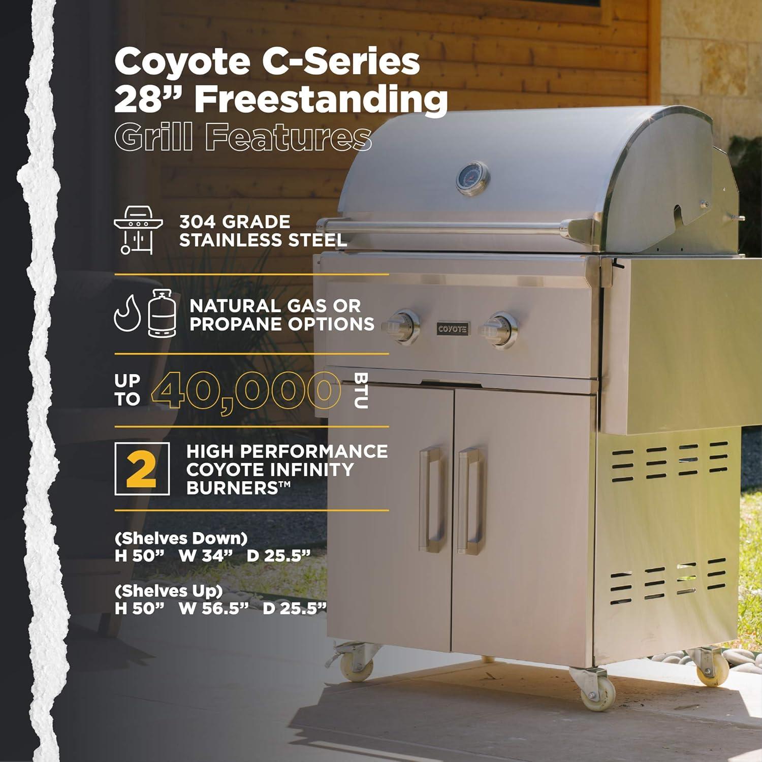 Coyote Grills 2 - Burner Countertop Gas Grill with Cabinet