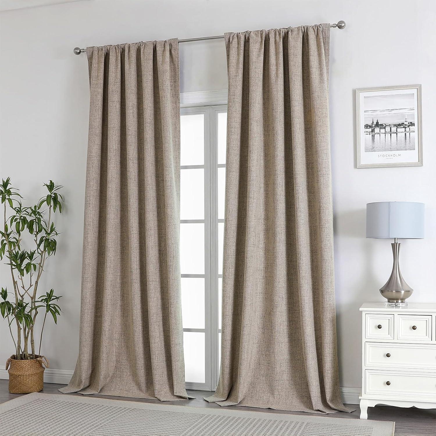 Natural Linen 84-Inch Blackout Thermal Insulated Curtains