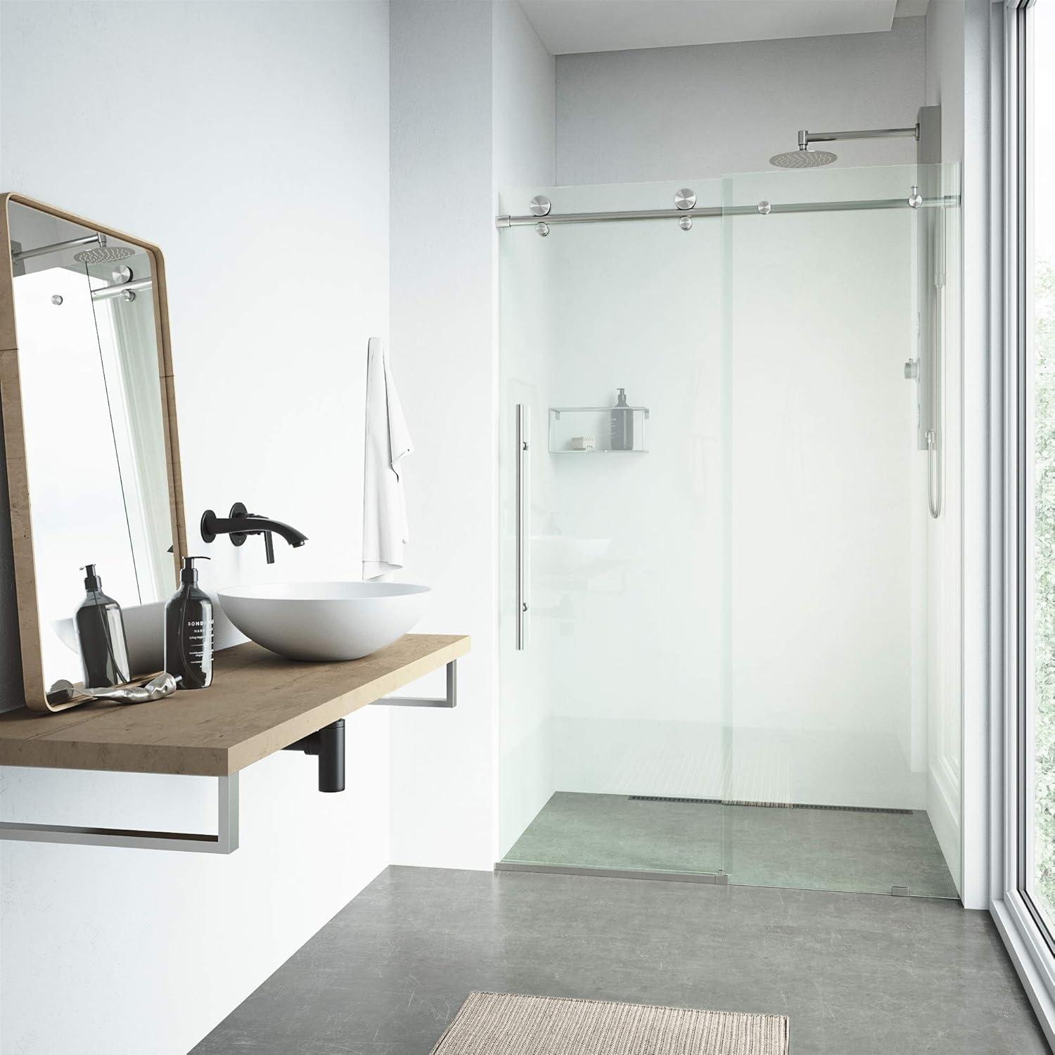 Elan E-Class 68-72" W x 76" H Sliding Frameless Shower Door with 3/8" Clear Glass