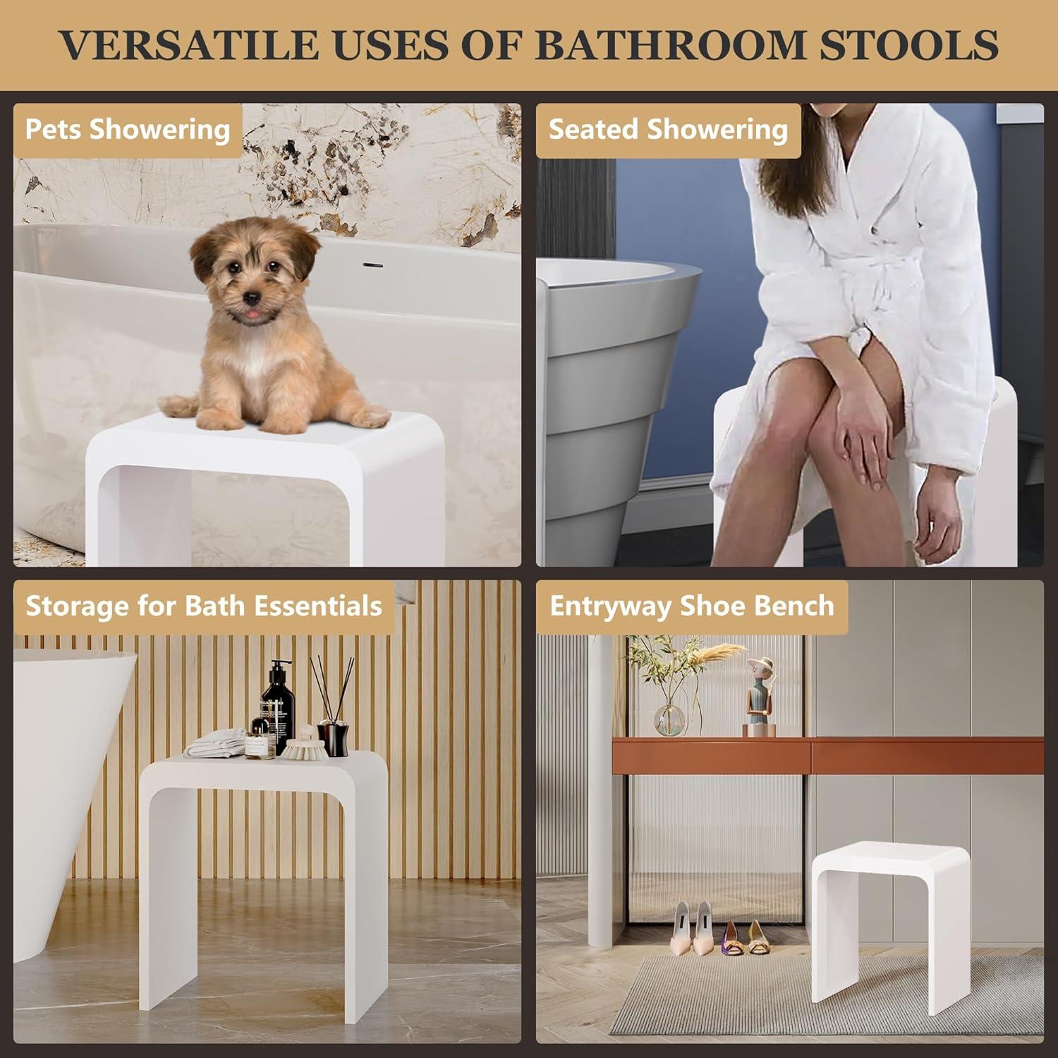 Casainc Riverside Freestanding Solid Surface Bathroom Shower Stool