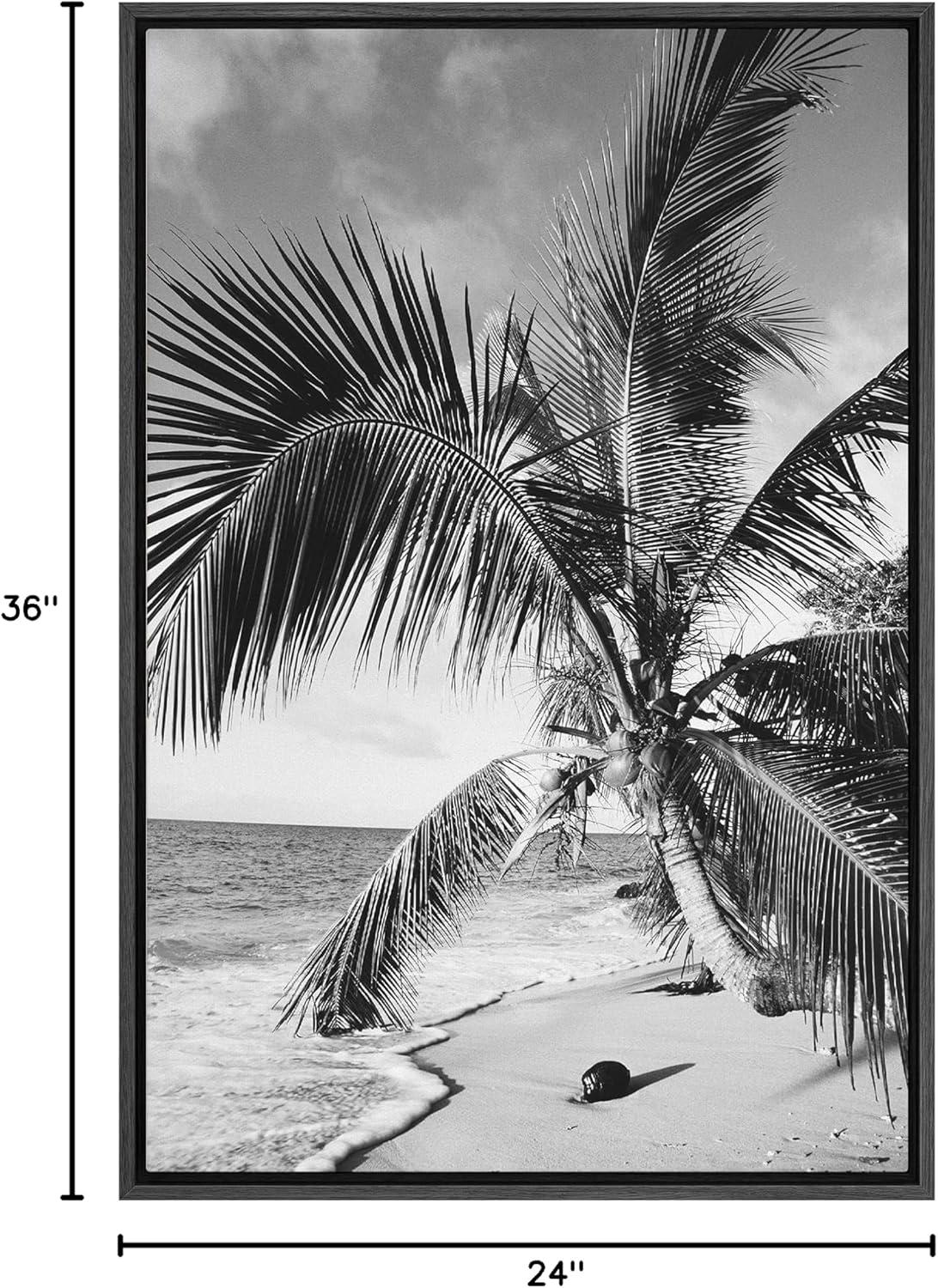 IDEA4WALL Tropical Palm " Vintage Film Grain Beach & Palm Tree Floral Plants Photography Modern Art Rustic "