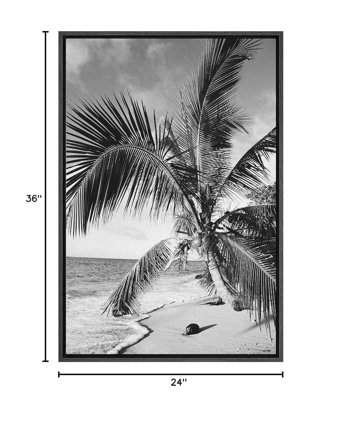 IDEA4WALL Tropical Palm " Vintage Film Grain Beach & Palm Tree Floral Plants Photography Modern Art Rustic "